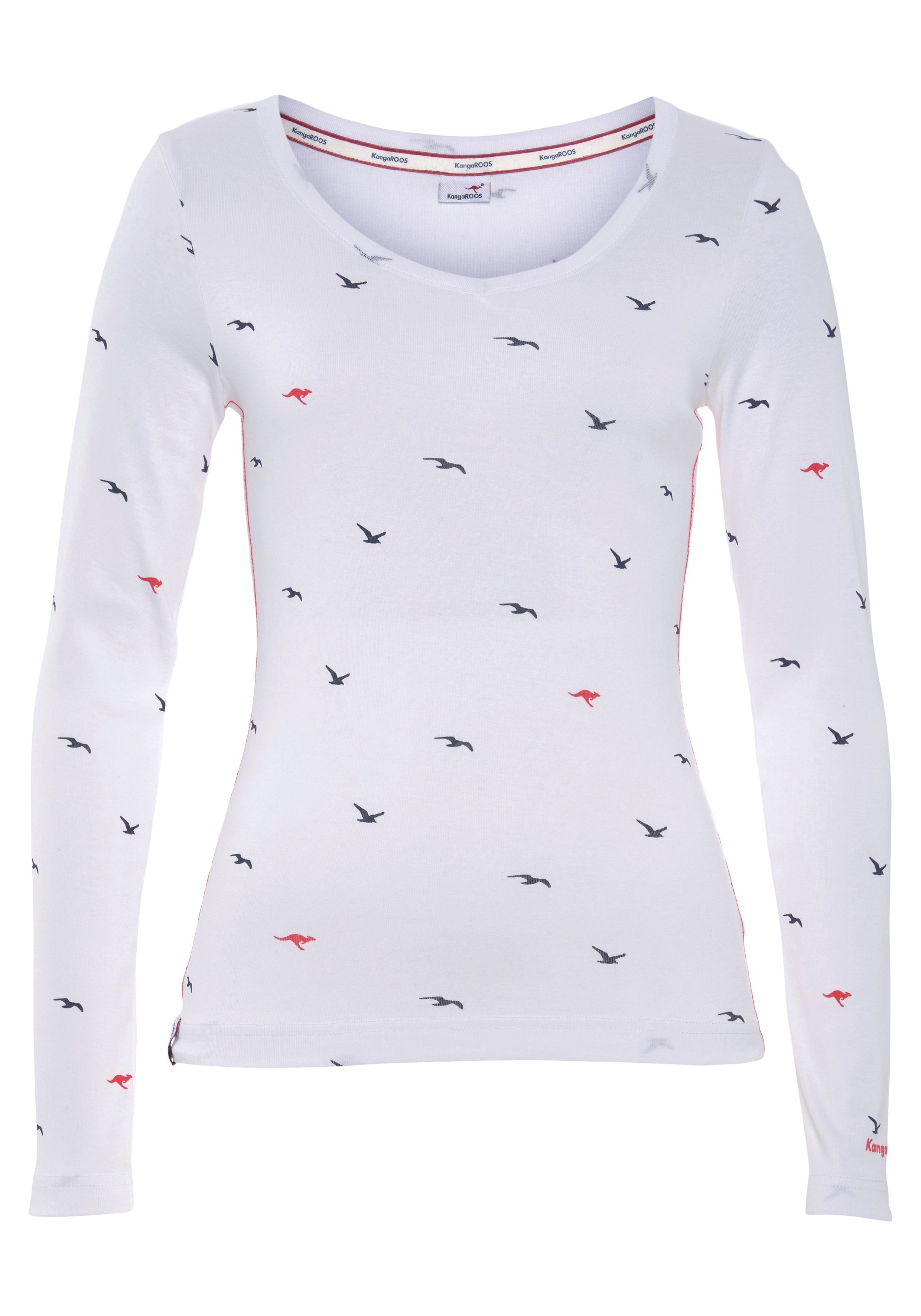 KangaROOS Shirt met lange mouwen met hanzeprint all-over (1-delig)