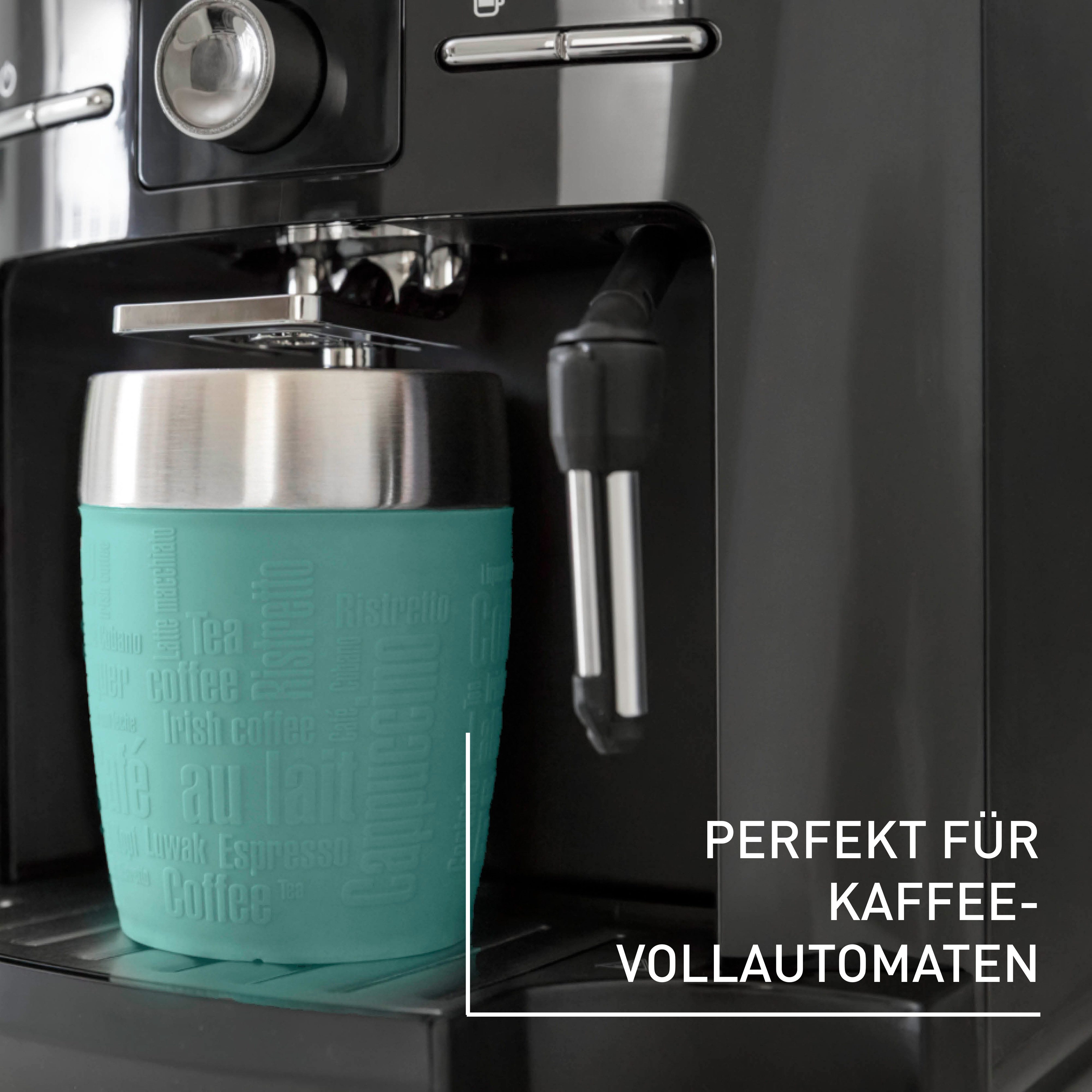 Emsa Thermosbeker Travel Mug 0,2 liter, roestvrij staal, drink- en ijsbeker, rubberen manchet (1-delig)
