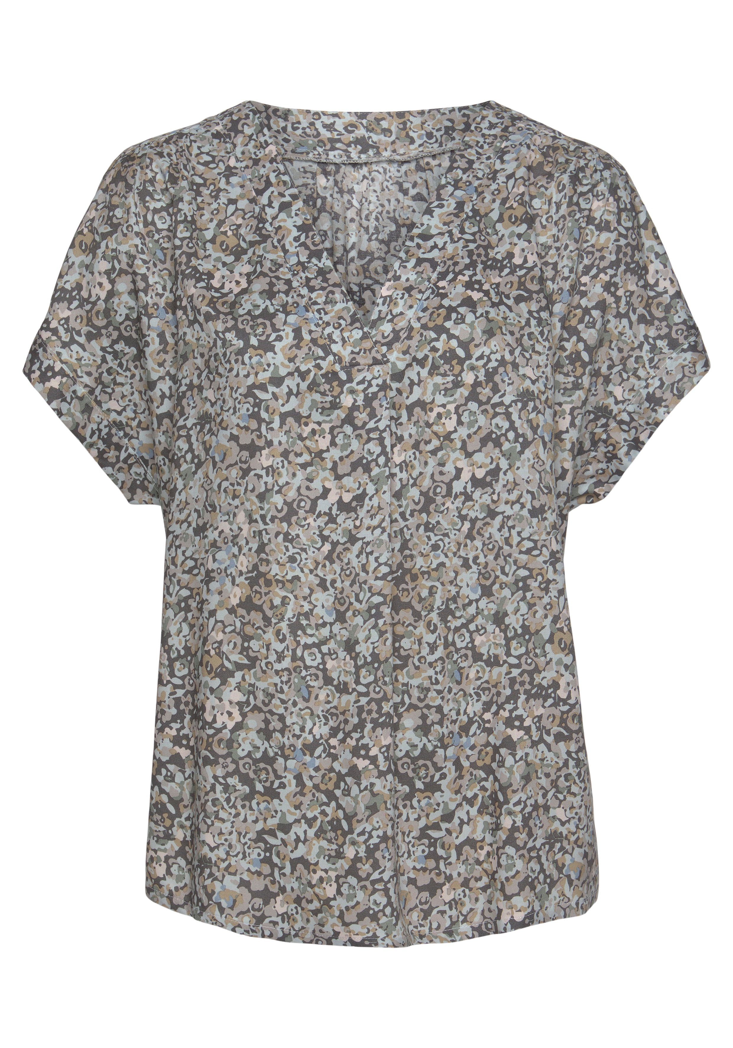 Vivance Blouse met korte mouwen met bloemenprint en v-hals, blouseshirt, damesblouse