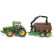 siku speelgoed-tractor siku farmer, john deere 8430 met bomen transport aanhanger (1954) groen