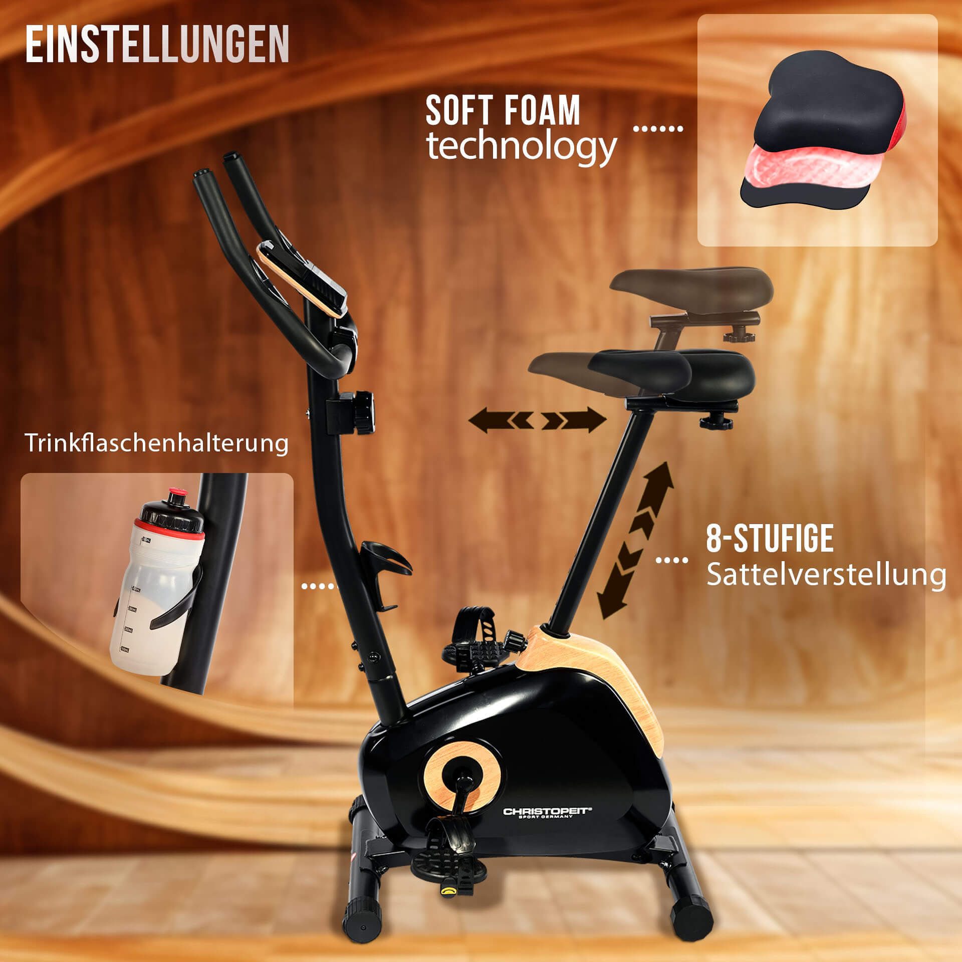 Christopeit Sport® Hometrainer HT 2.1 Swinggewicht ca. 5 kg, 8 weerstandsniveaus