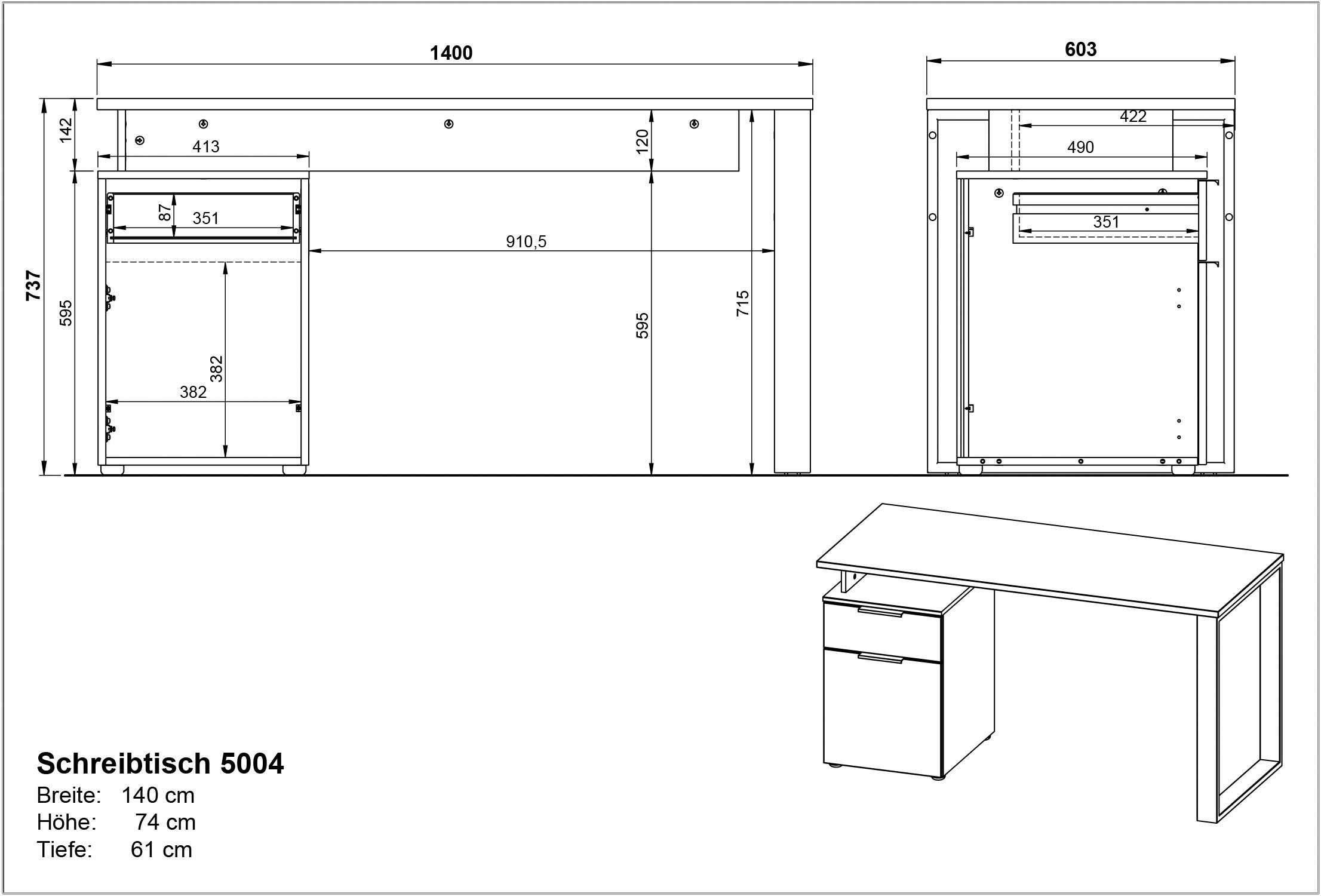andas Bureau Njavve met beugelonderstel & opbergcontainer , krasvast oppervlak, breedte 140 cm, made in germany