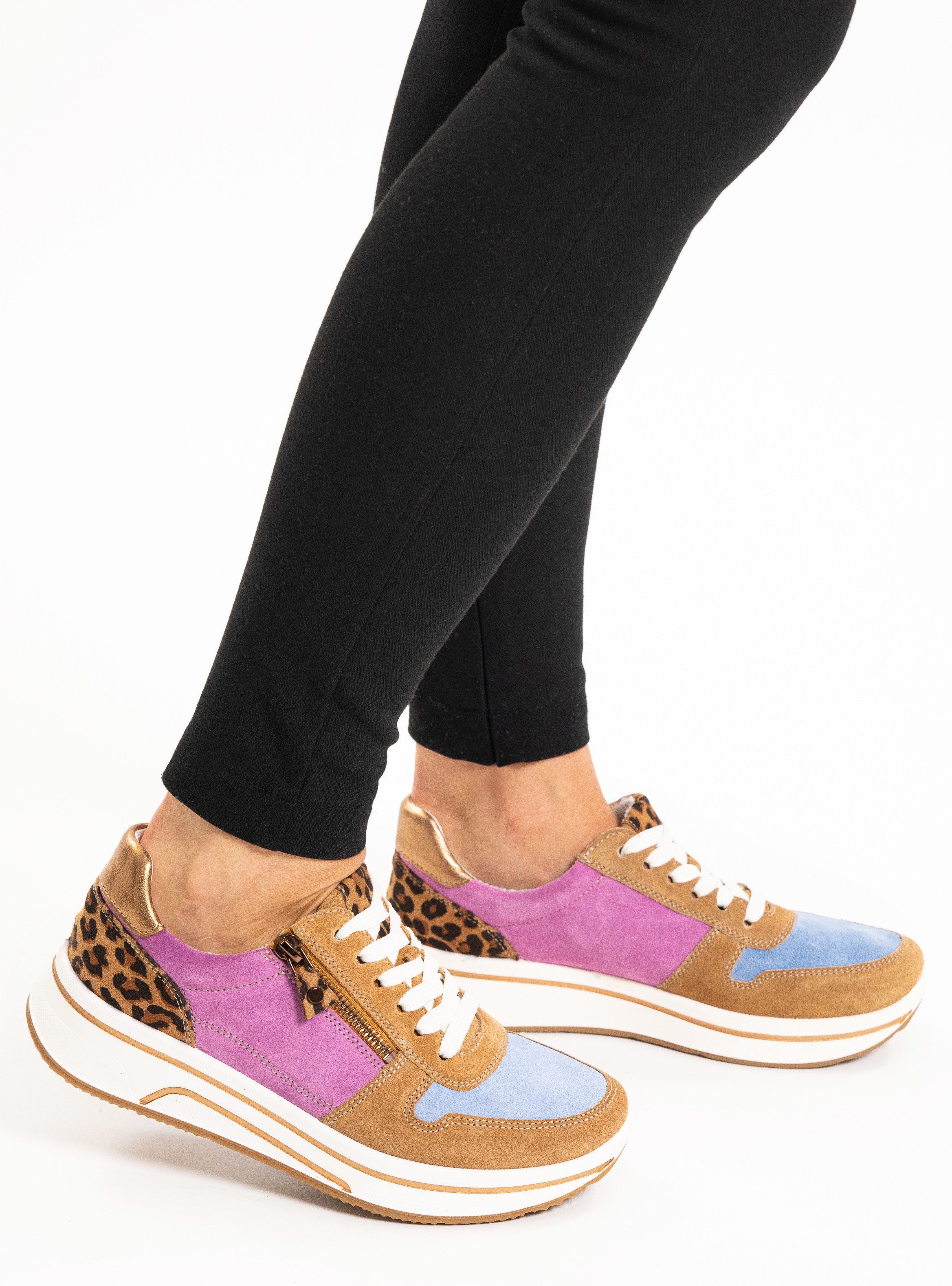 Ara Sneakers met sleehak Sapporo , wig sneaker, veterschoen in comfortwijdte h (= zeer breed)