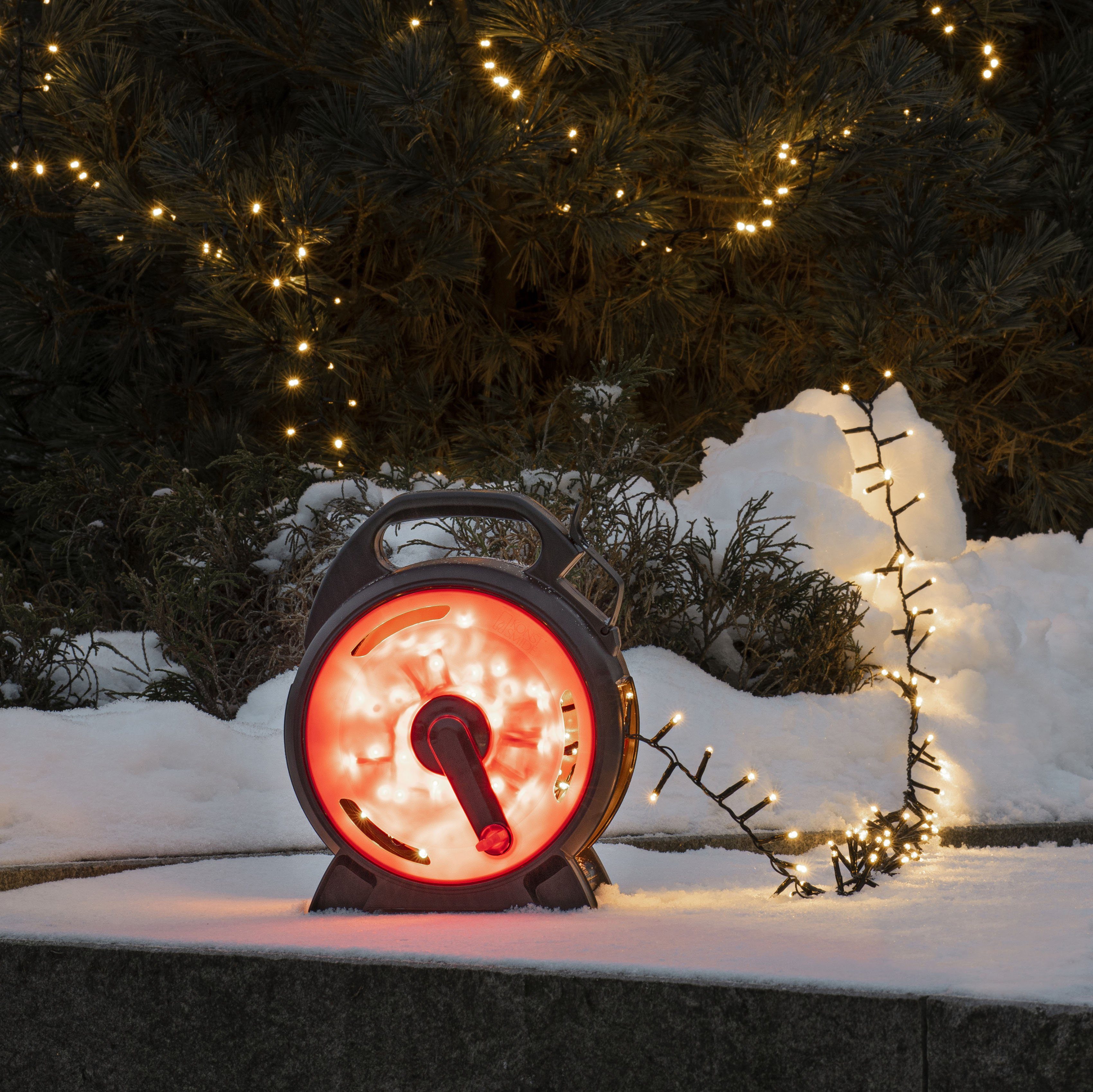 KONSTSMIDE Led-lichtsnoer Micro-led Compactlights lichtsnoer met kabelhaspel, zwart/rood (1 stuk)