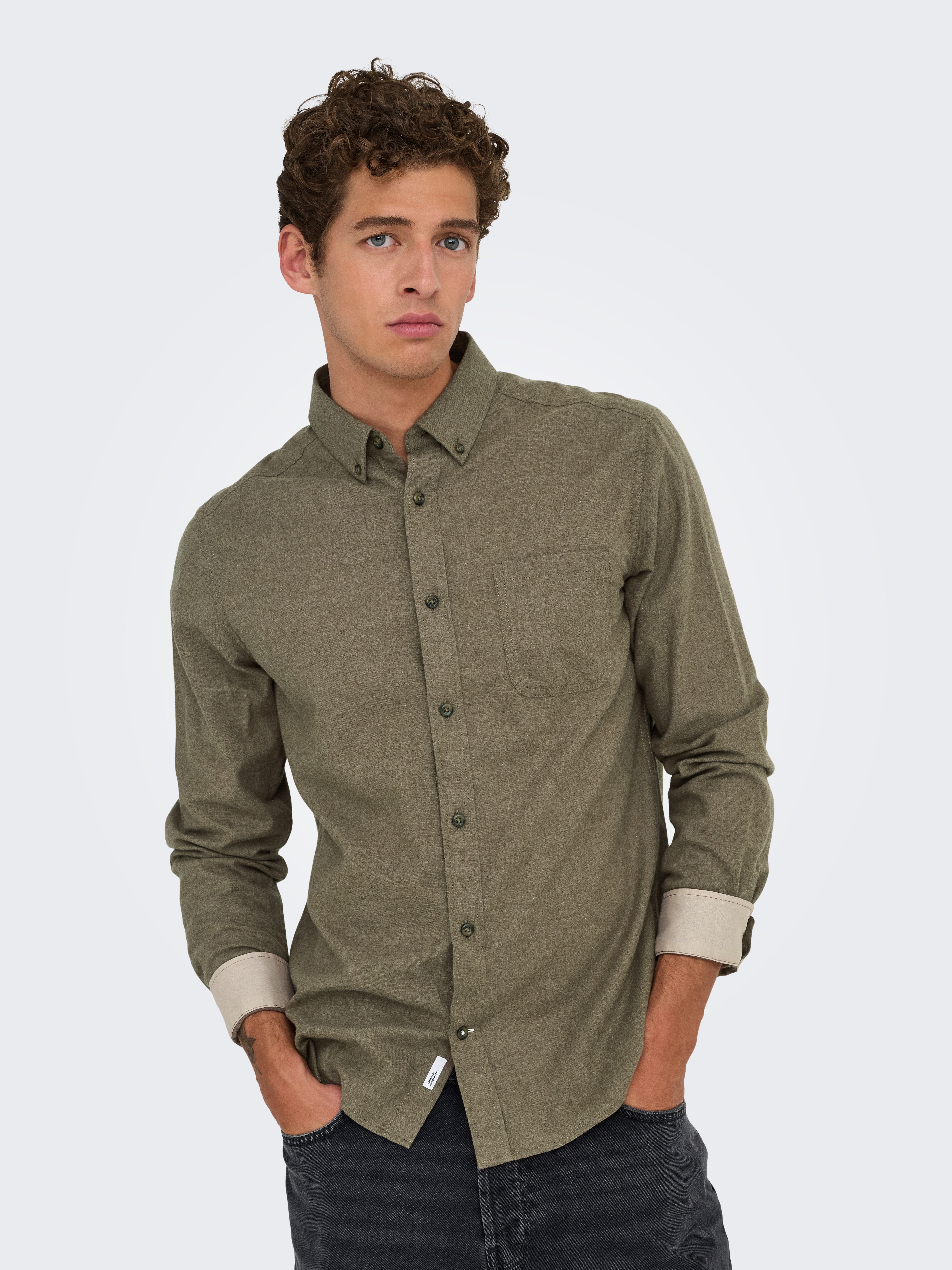 ONLY & SONS Overhemd met lange mouwen ONSROAD LIFE REG MELANGE LS SHIRT NOOS