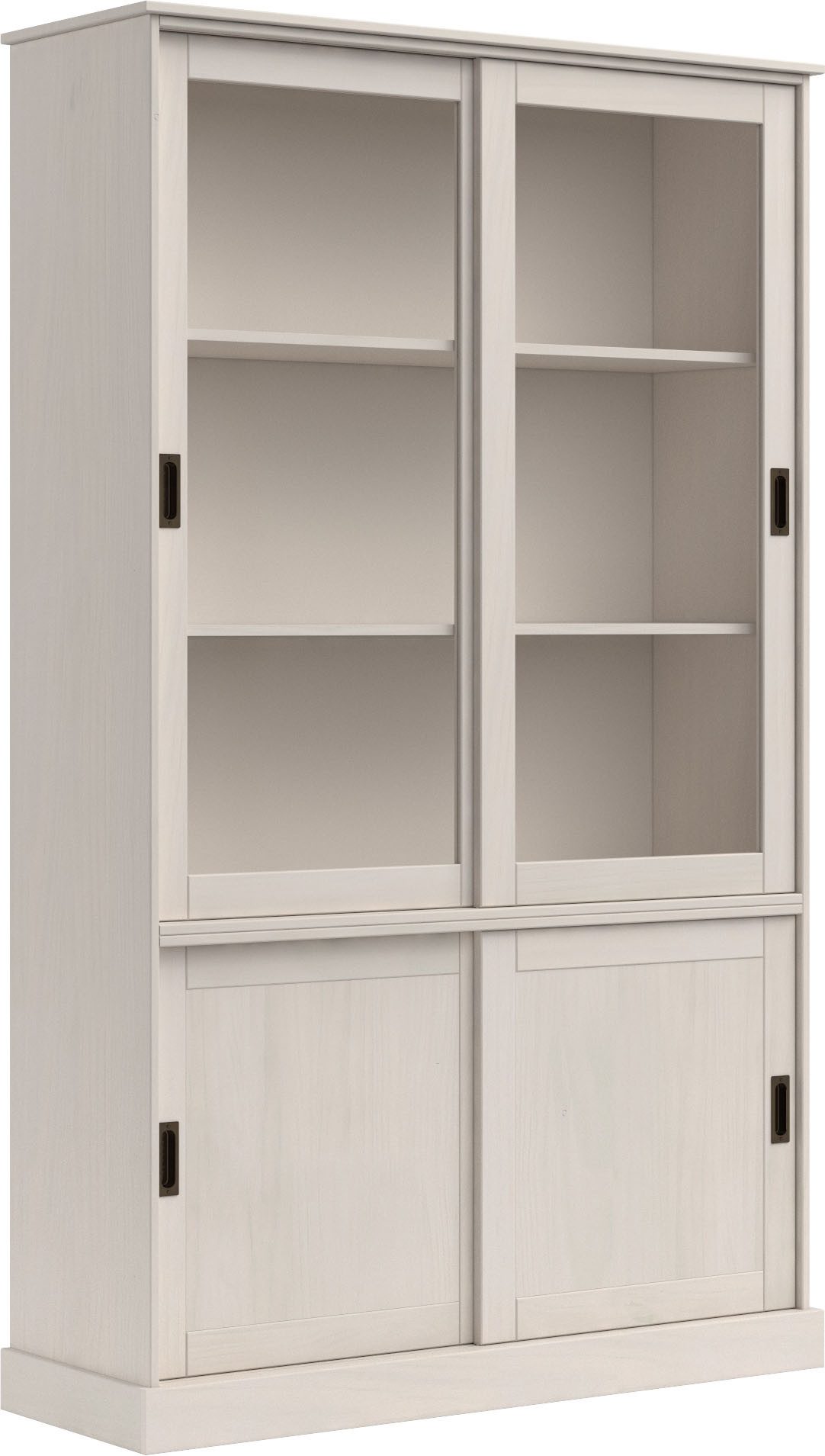 Home affaire Vitrinekast Schröder met 2+2 schuifdeuren, van massief grenenhout, breedte 114 cm