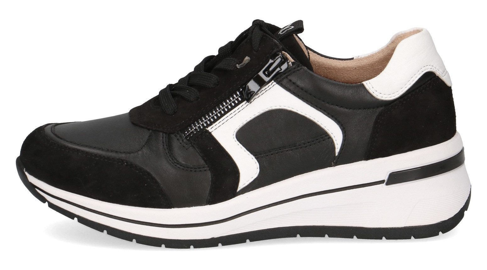 Caprice Sneakers met sleehak , vrijetijdsschoen, lage schoen, veterschoen met contrastafwerking, breedte h