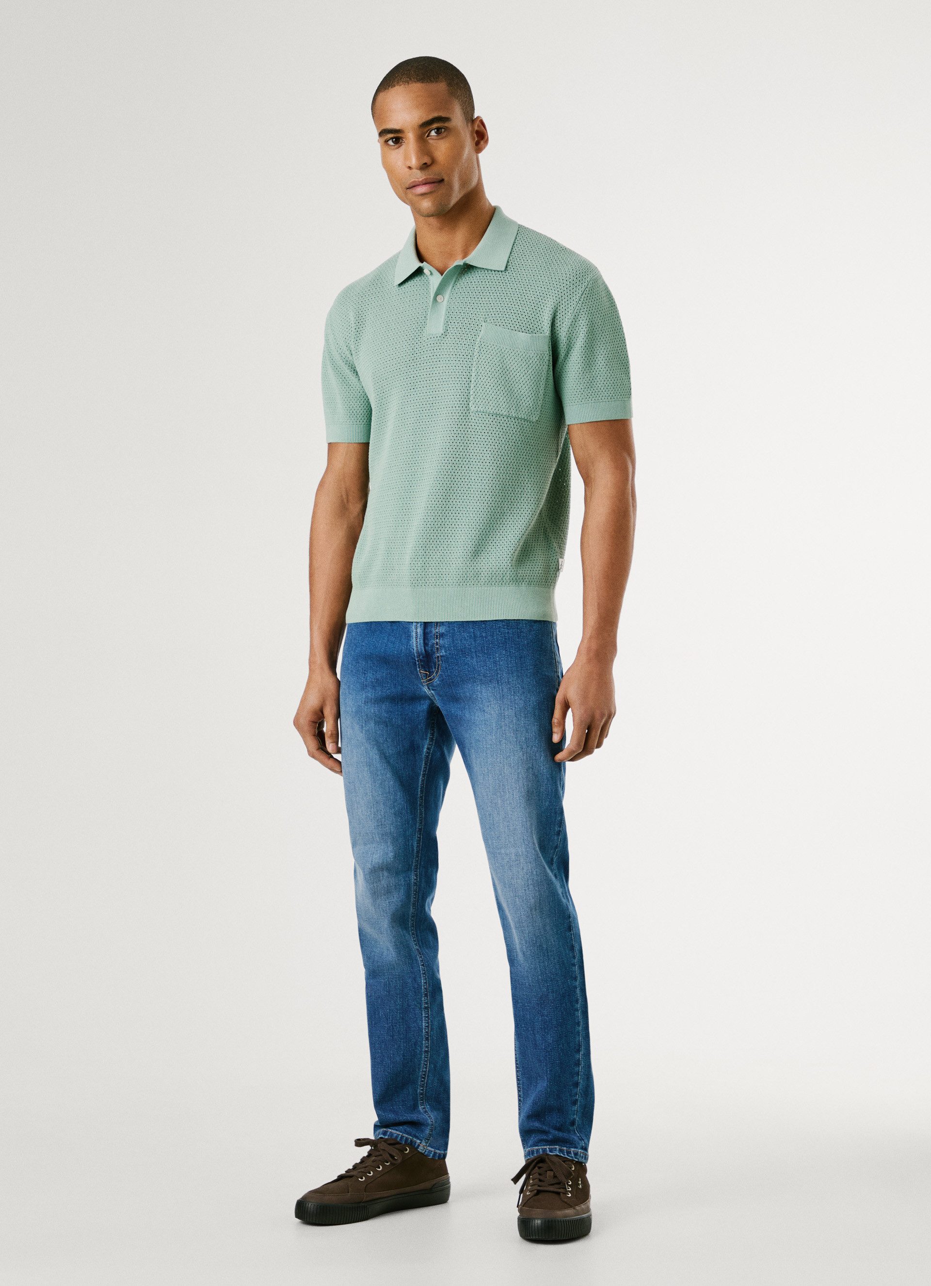 Pepe Jeans Tapered jeans STANLEY Decoratieve stiksels op de achterzakken