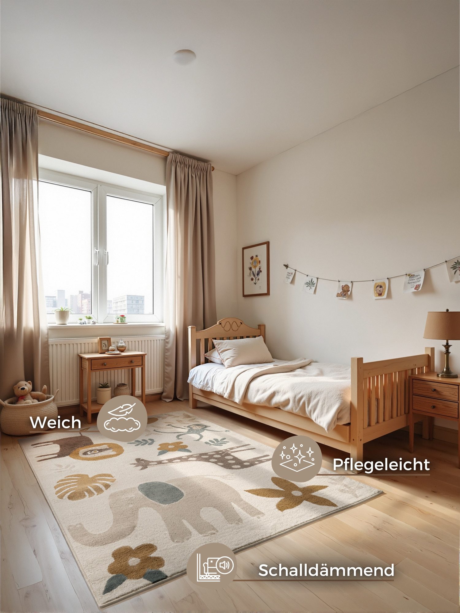 HANSE Home Kindervloerkleed Animal Safari Speeltapijt, stevig, kinderkamer, kortpolig, speelondergrond