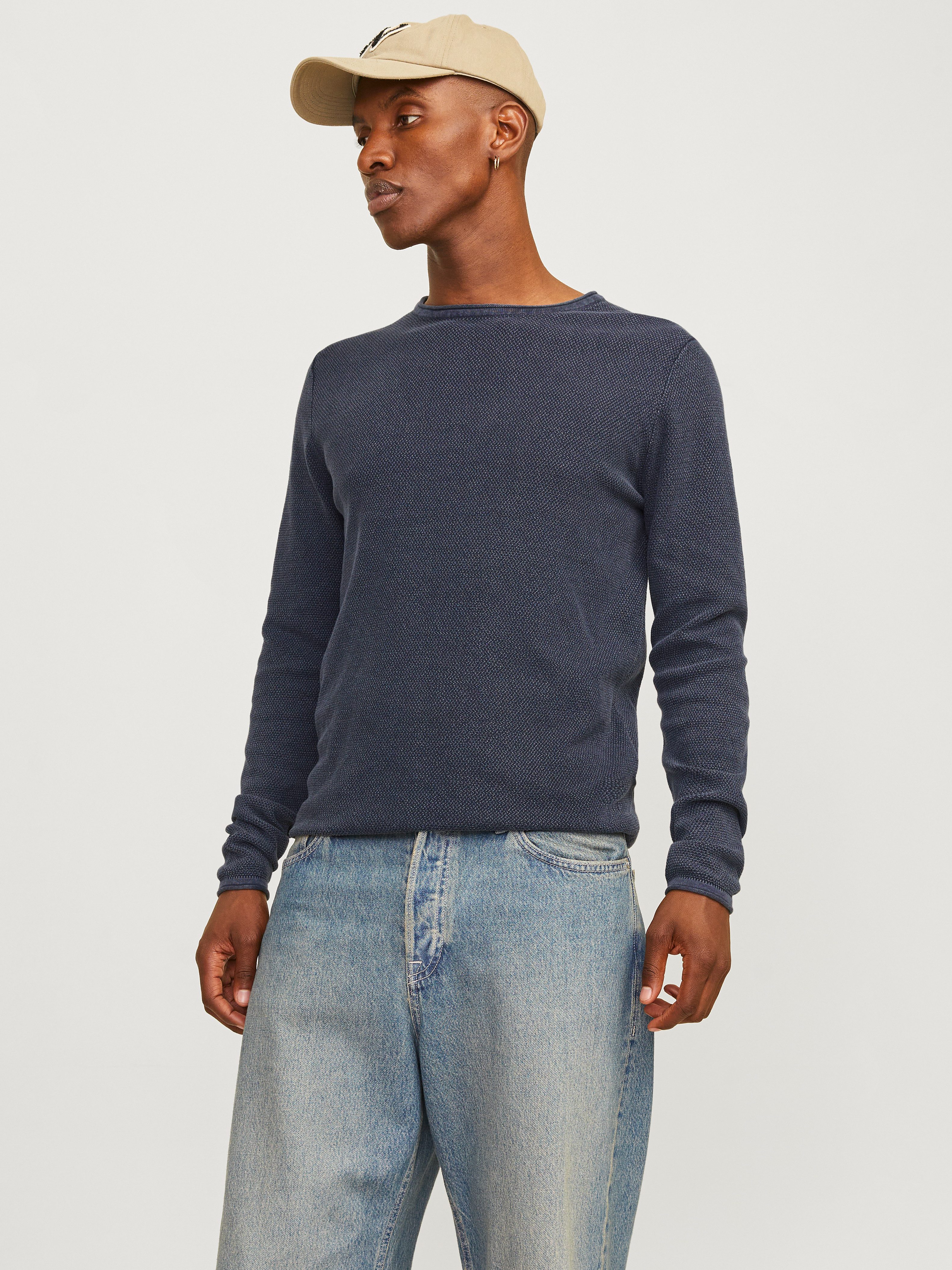 Jack & Jones Trui met ronde hals JJDEAN KNIT CREW NECK AW24 heren pullovers maat S blauw