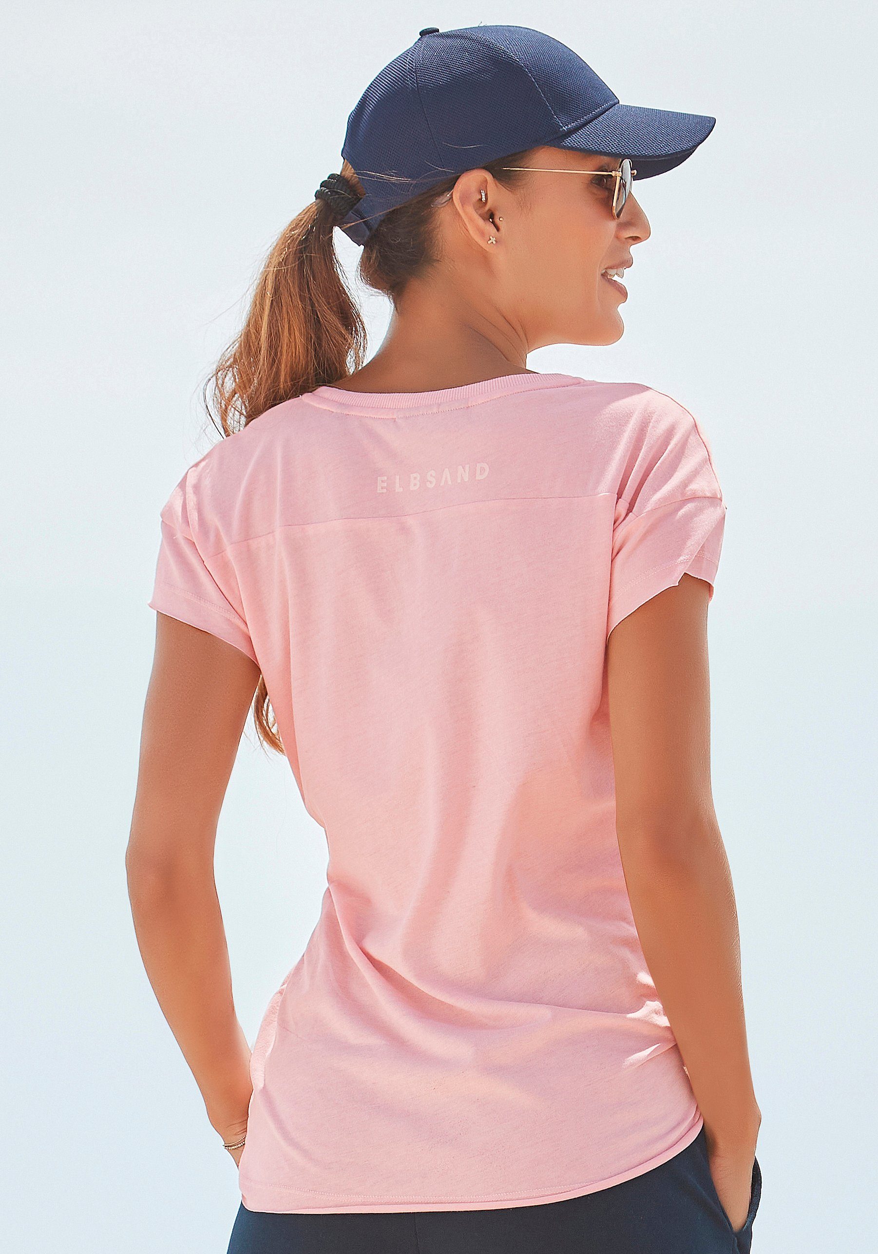 Elbsand T-shirt Ranva met logoprint shirt met korte mouwen van katoenmix sportief