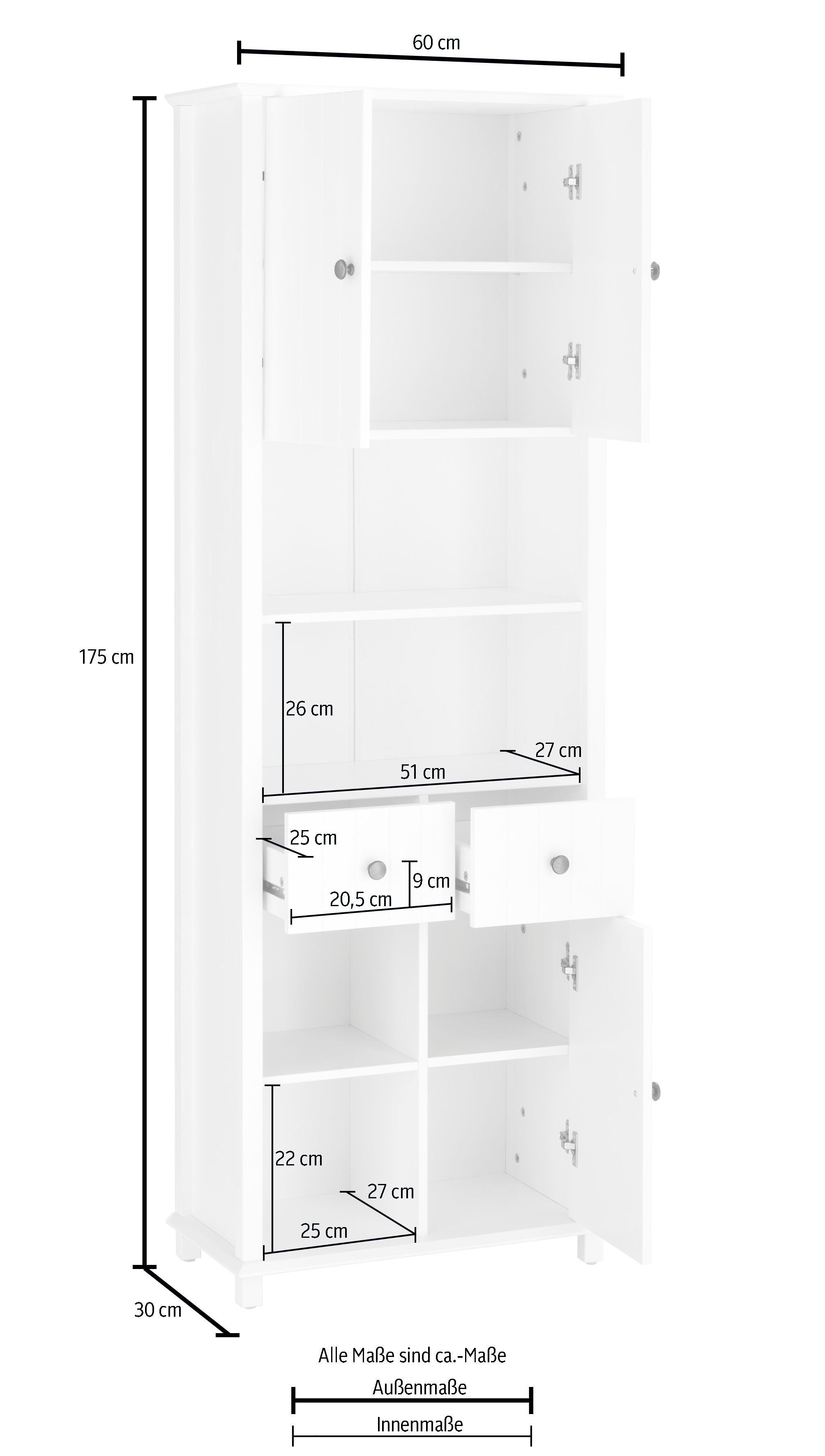 Home affaire Hoge kast Vili Breedte 60 cm, 2 laden, 3 deuren