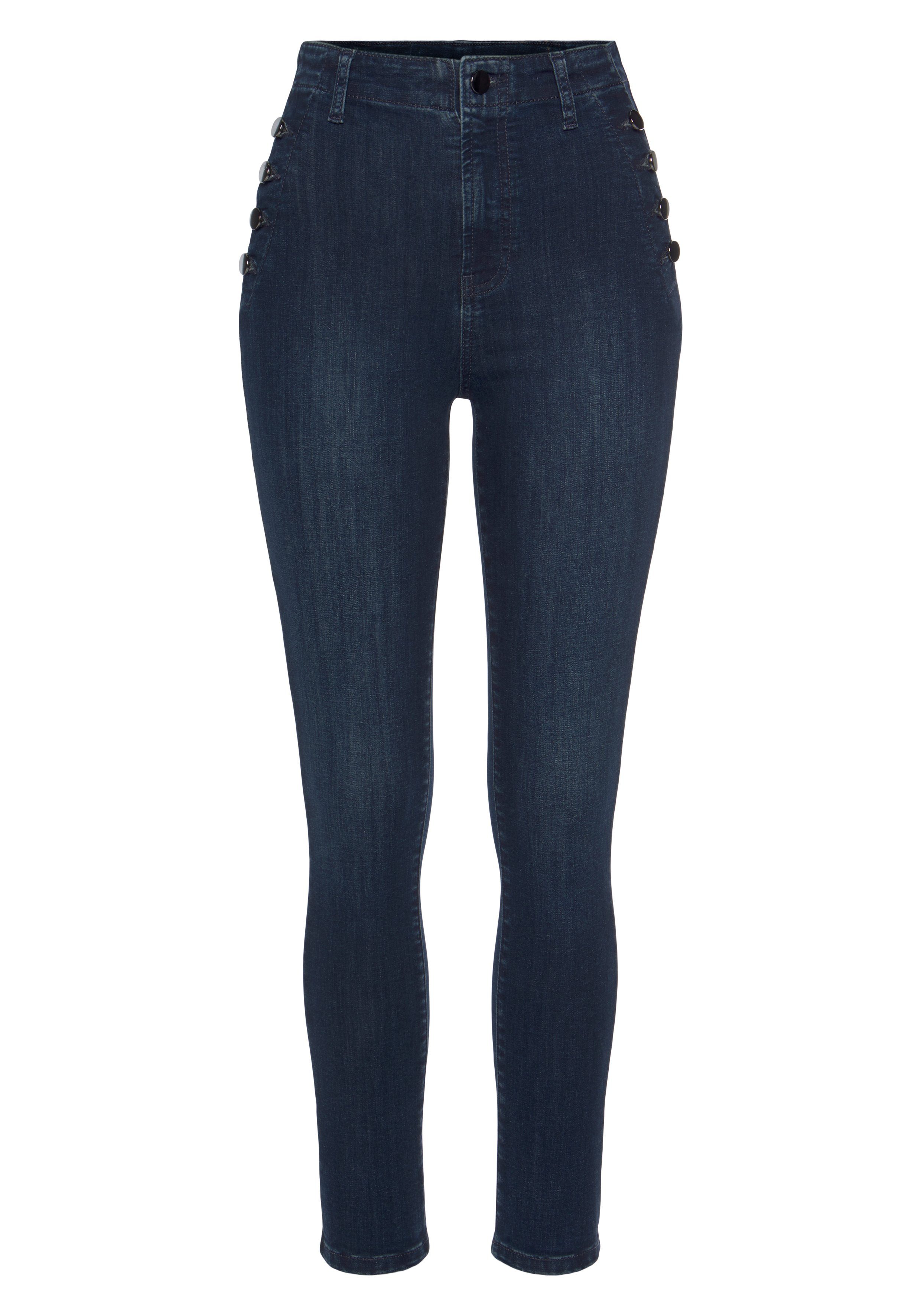 Vivance Jeggings met sierknopen, stretch, super skinny, figuurvormend, high-waist