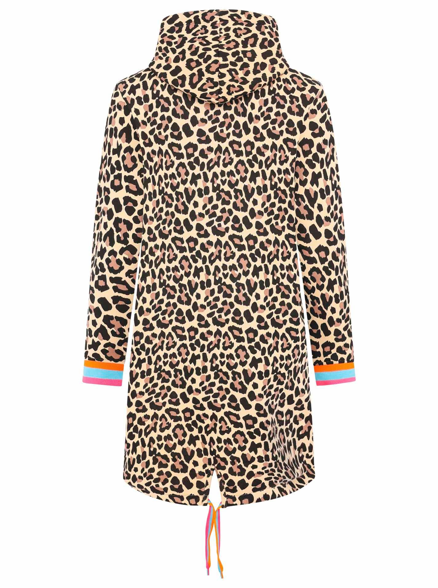 Zwillingsherz Jersey jas Leo Allover Neon Kante met capuchon en zakken, neondetails