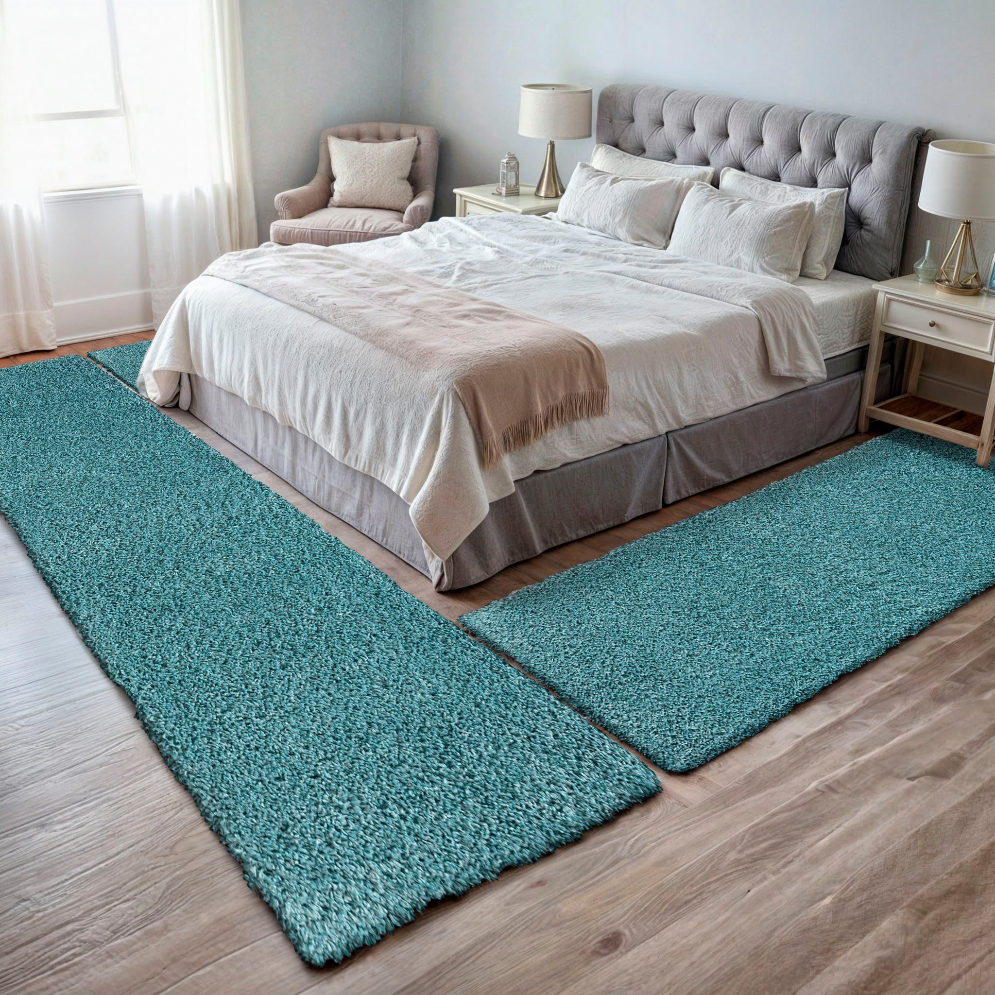 my home Set slaapkamerkleedjes met hoge pool Banji Uni-kleuren, zacht en fluffy, ook als loper en in rond verkrijgbaar bedvloerkleden maat 1 stuk x
