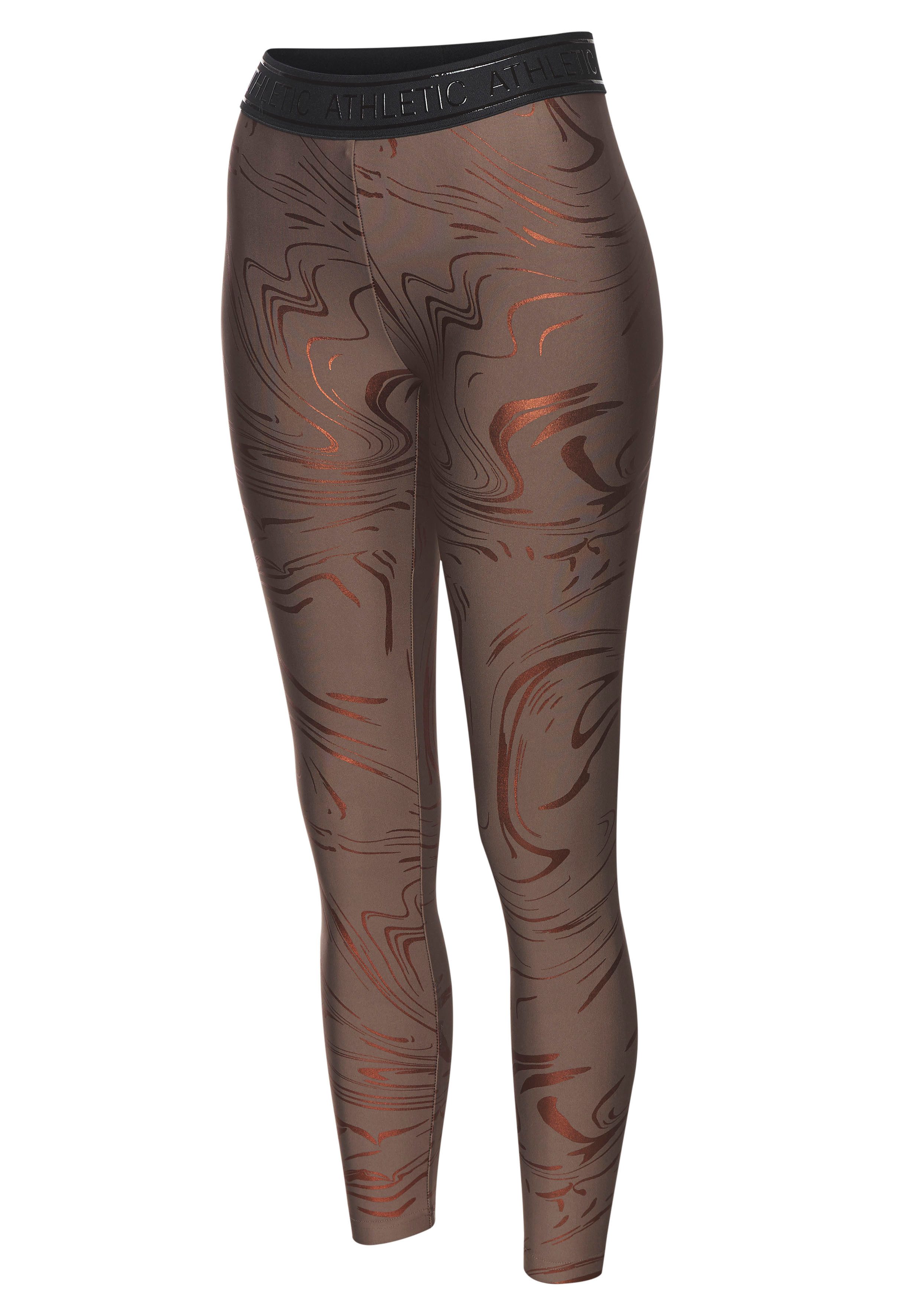 active by Lascana Functionele legging Sportleggings met glanzende print en 3D-tekst
