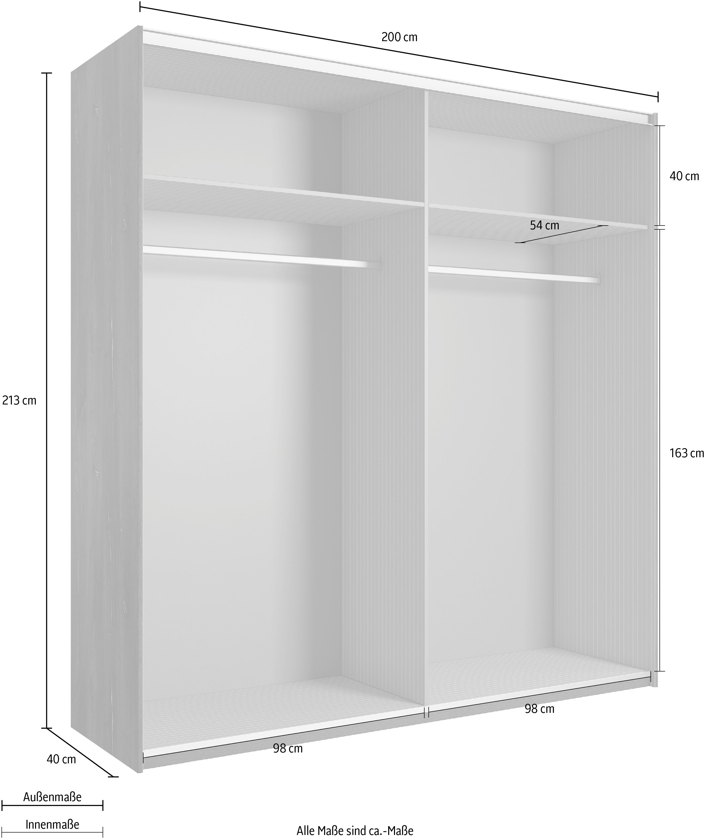 INOSIGN Zweefdeurkast Sigma, breedte 200 cm, moderne kledingkast, Made in Europe