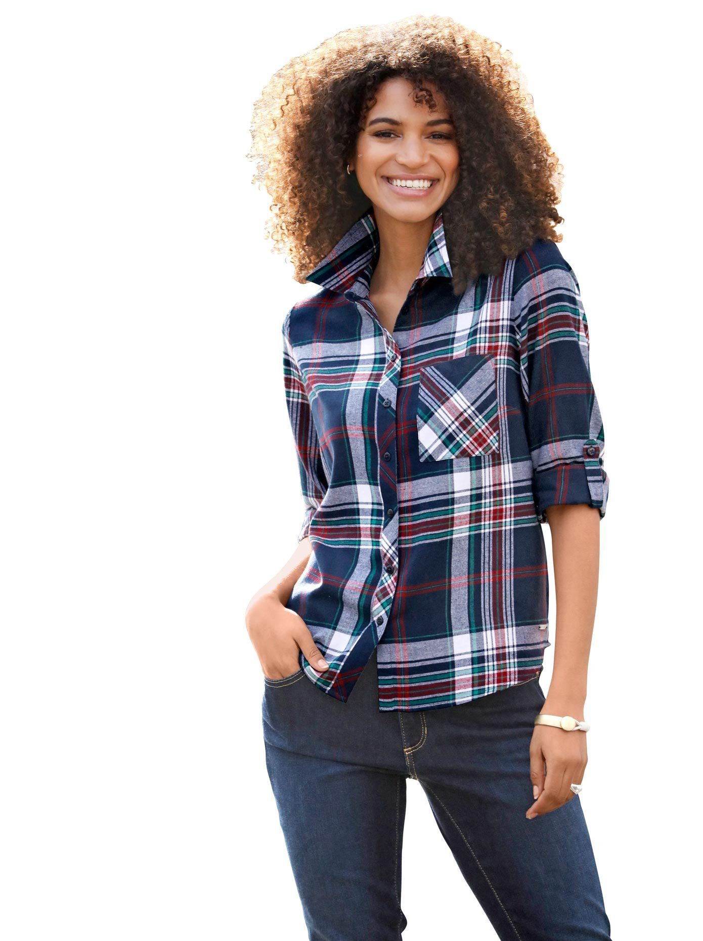 Casual Looks Flanellen blouse dames flanellen blouses maat 46 blauw