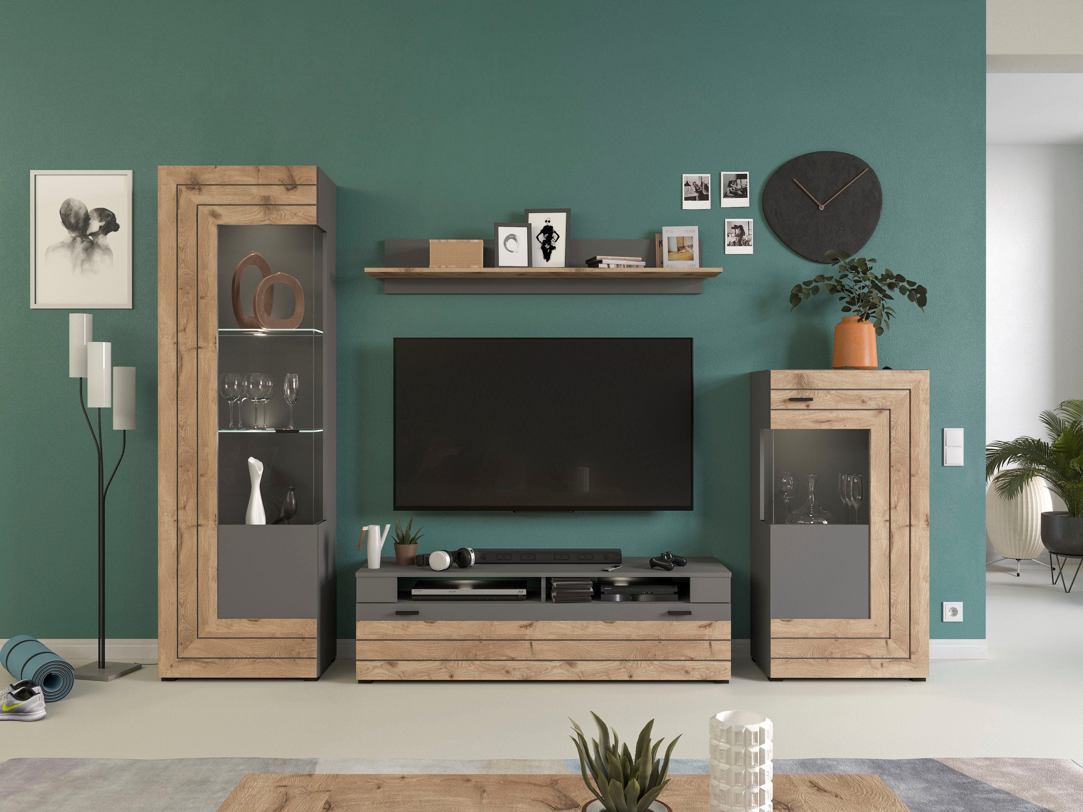 INOSIGN Wandmeubel Aalborg, breedte 290 cm, 2-kleurig, metalen handgrepen, 4-delig, bestaande uit: (4-delig)