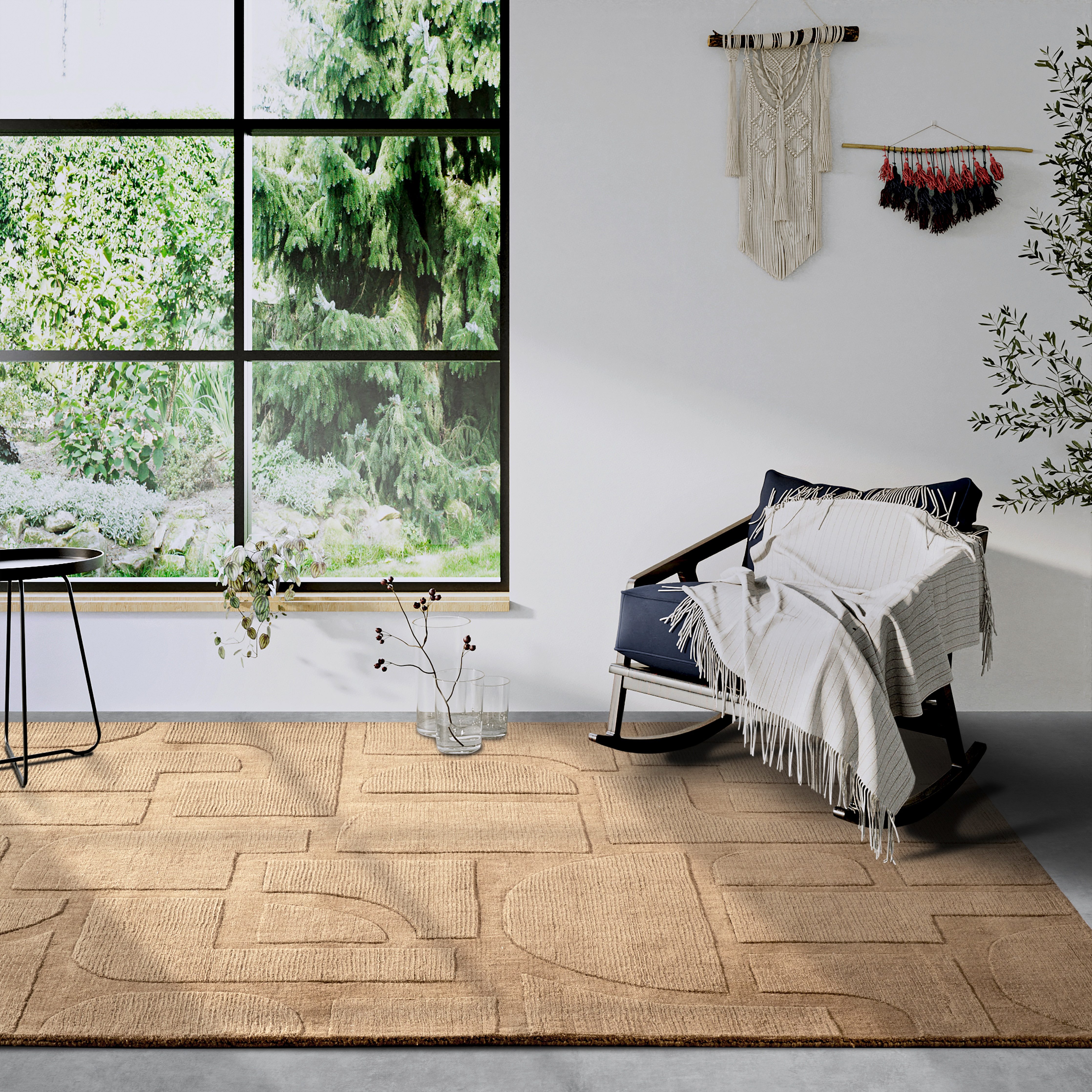 Villeroy & Boch Wollen kleed Alexis Handgeweven, wol, natuur, woonkamer, geometrie, boho, design