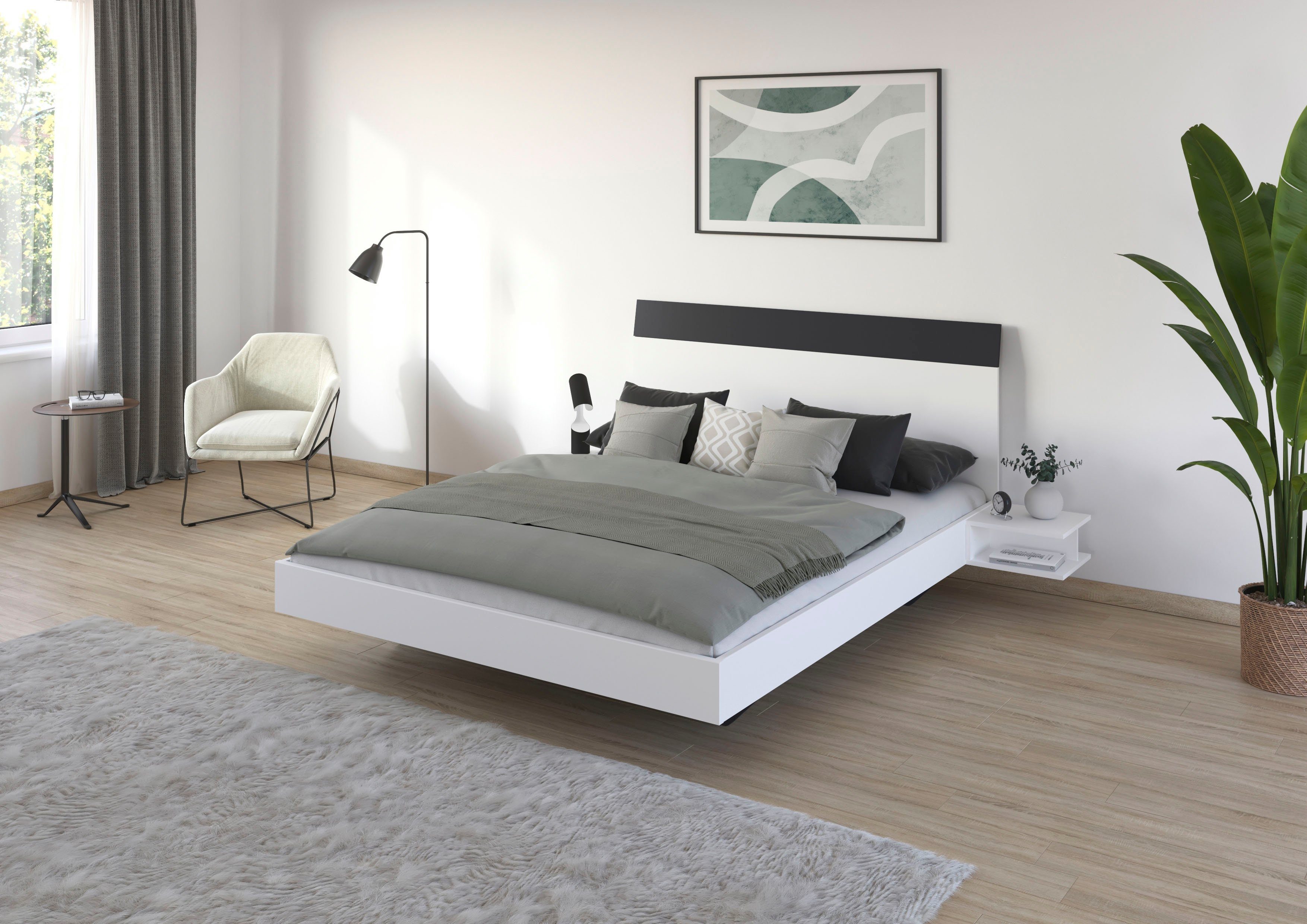 rauch Slaapkamerserie Monza met schuifdeurkast breedte 218 cm, bedcombinatie in 2 breedtes