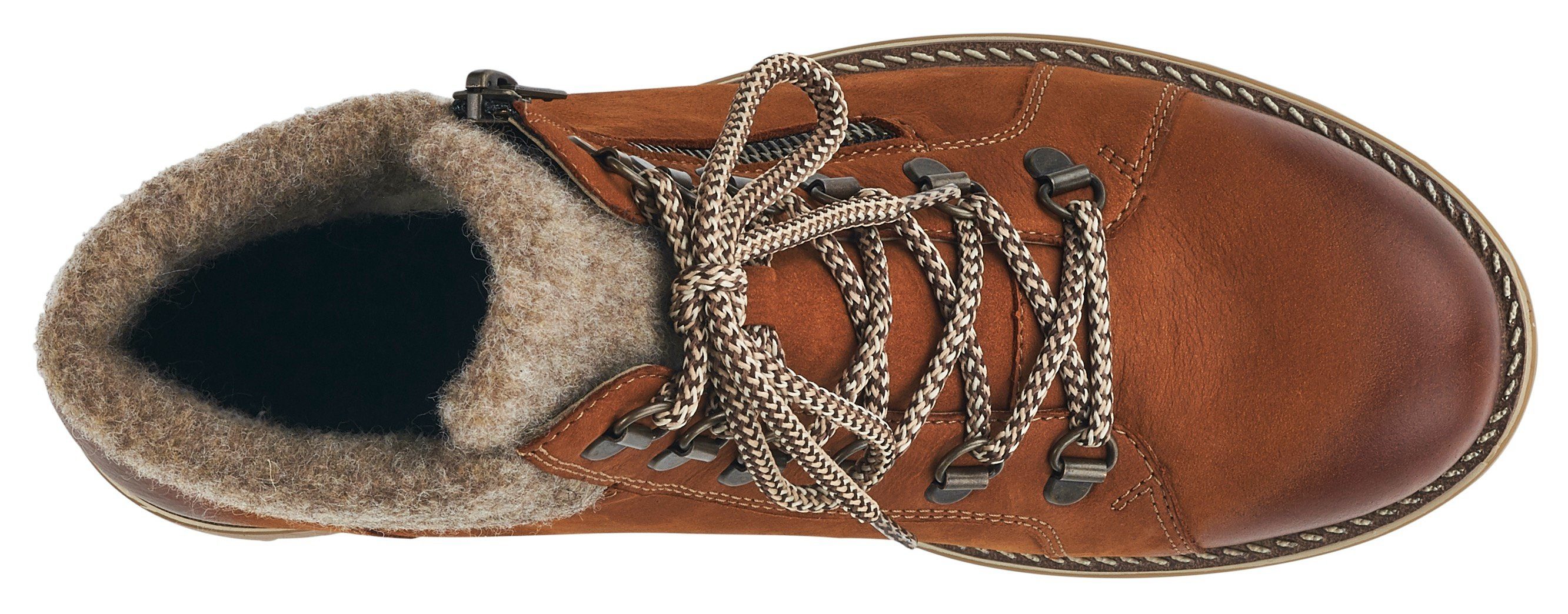 Remonte Winterlaarzen blokhak, outdoorschoen, veterschoen in trendy bergbeklimmer-look