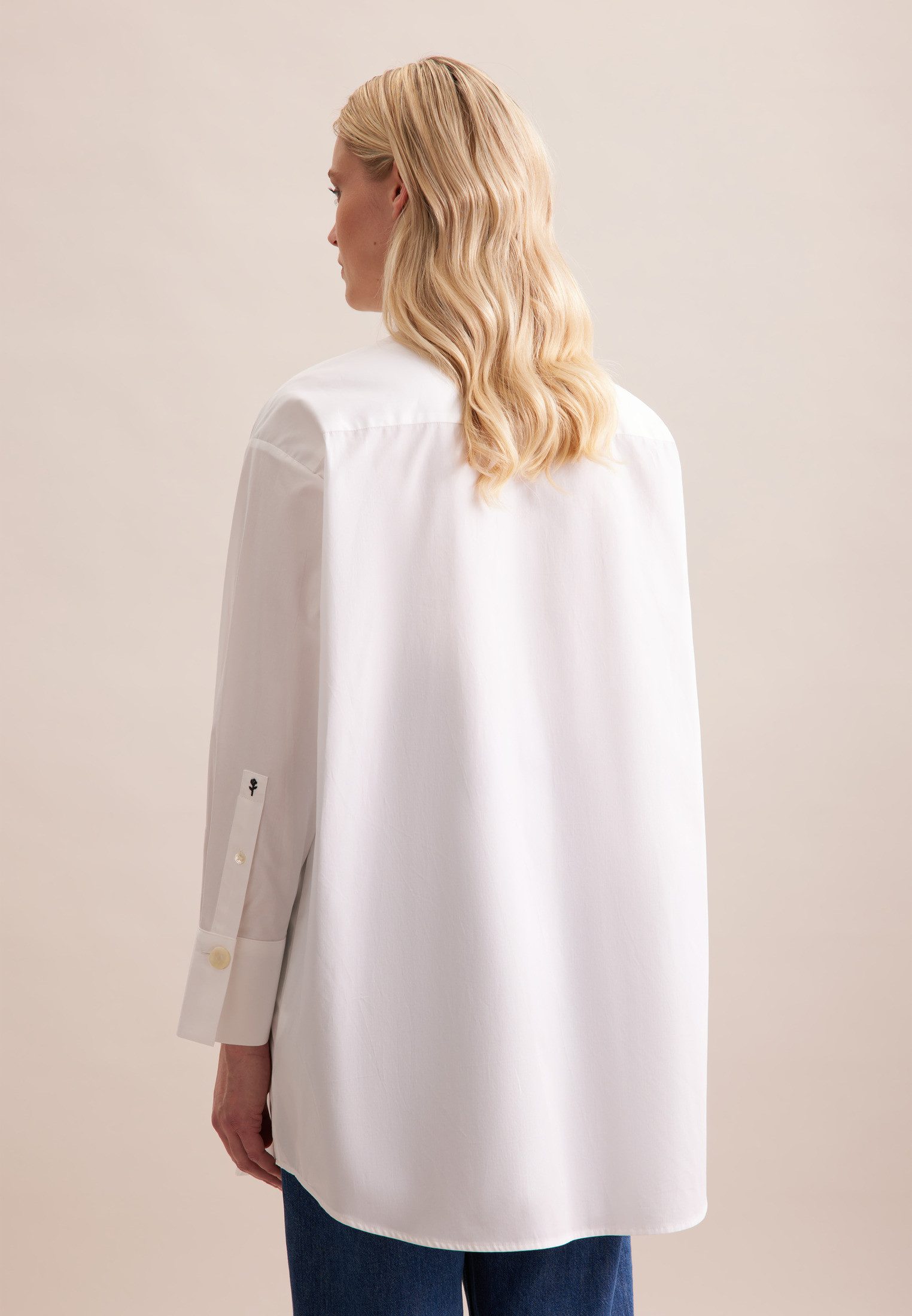 seidensticker Overhemdblouse Zwarte roos Lange mouwen kraag uni