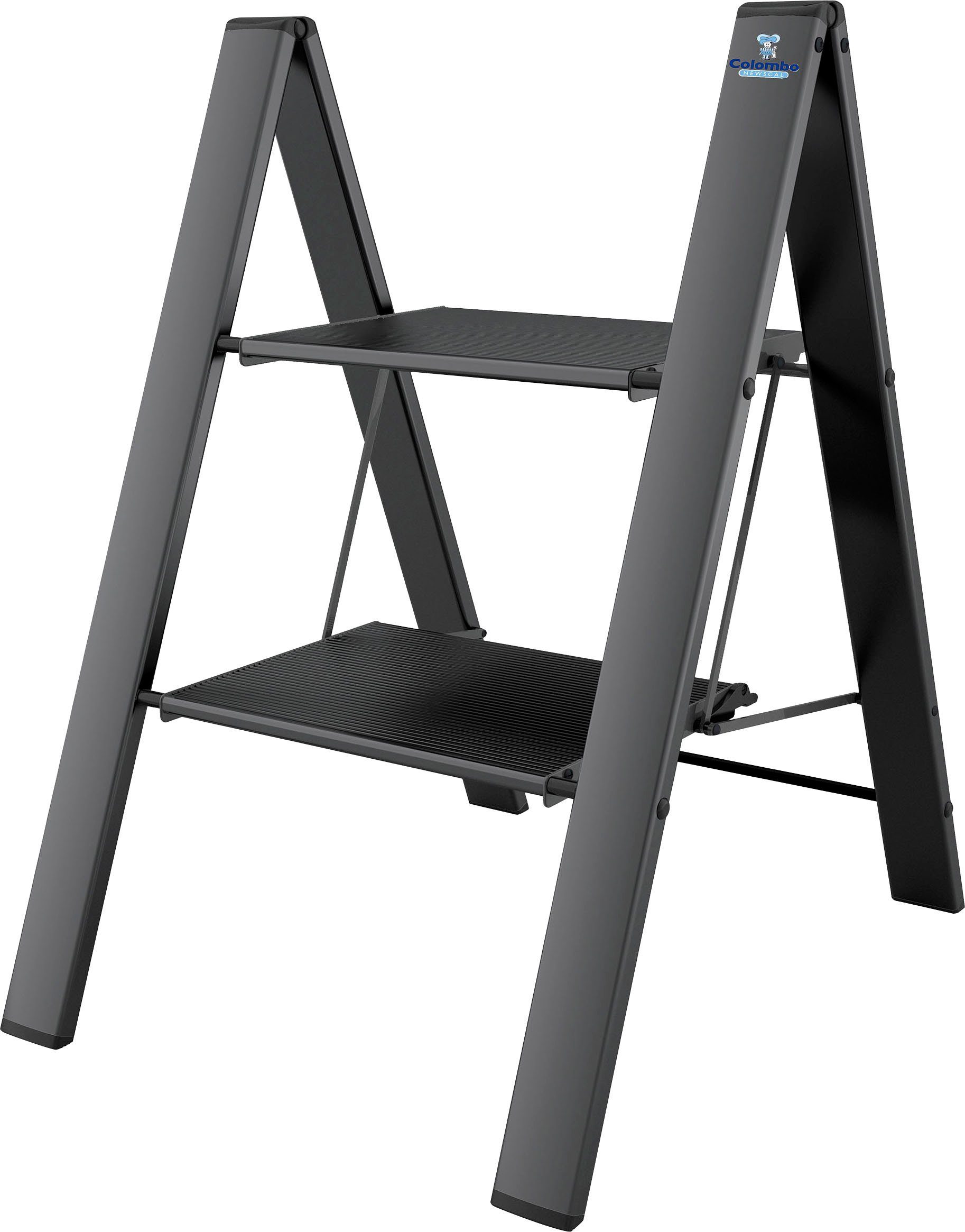 Colombo Newscal Huishoudtrapje Leonardo Black 1 2-traps, draagvermogen 150 kg, aluminium huishoudtrapjes zwart
