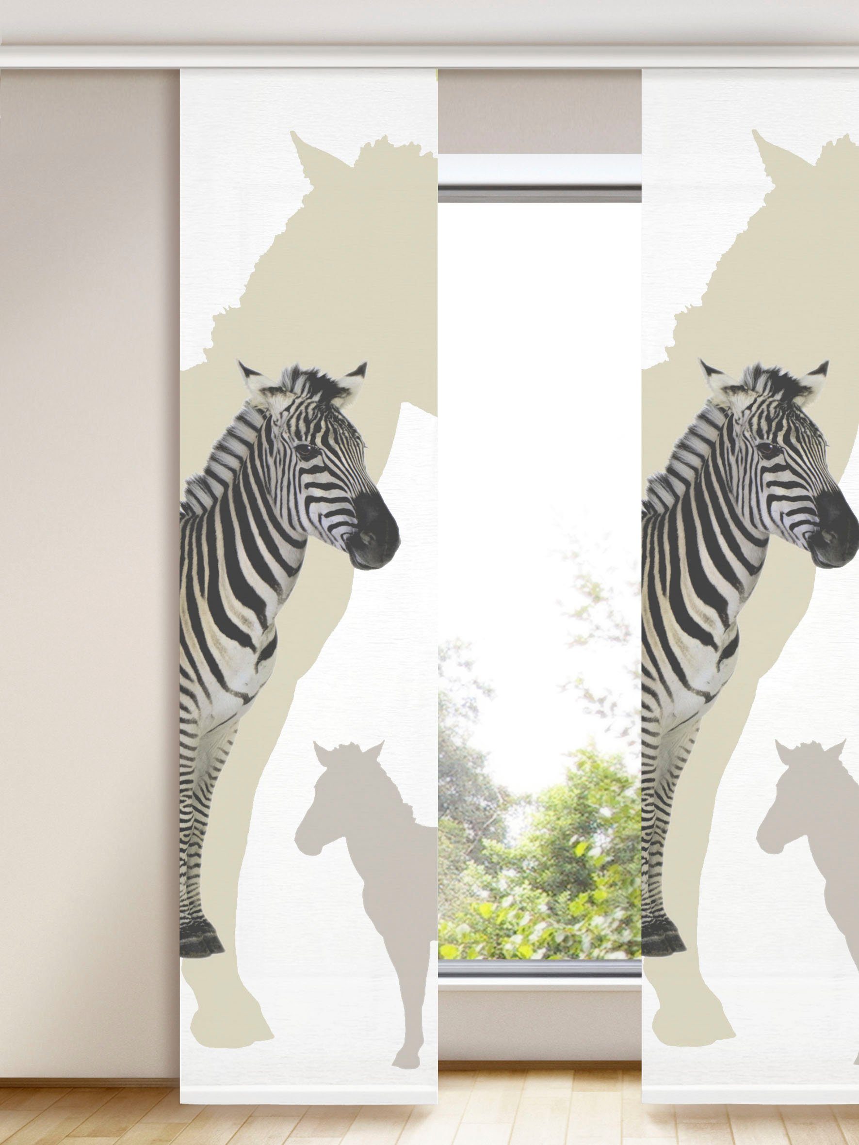 WILLKOMMEN ZUHAUSE by ALBANI GROUP Gordijn Zebra Foto-paneelgordijn zonder techniek (1 stuk)