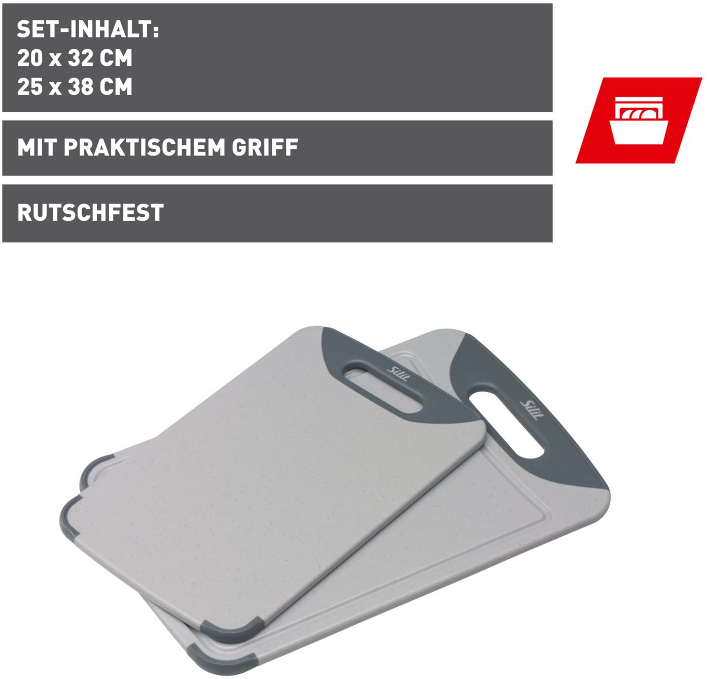 Silit Snijplank antislip, aan beide zijden te gebruiken (set)
