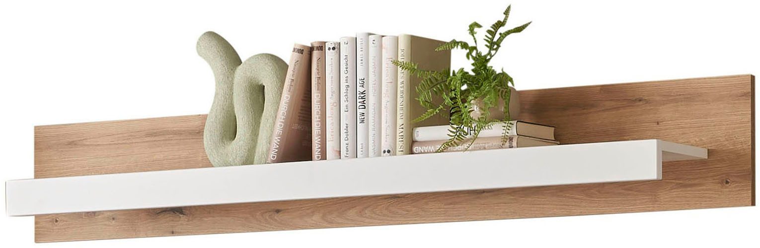 INOSIGN Wandrek Brixen, moderne wandplank, hangplank met opbergruimte veelzijdig inzetbaar wandrek, wit met eiken evoke decor