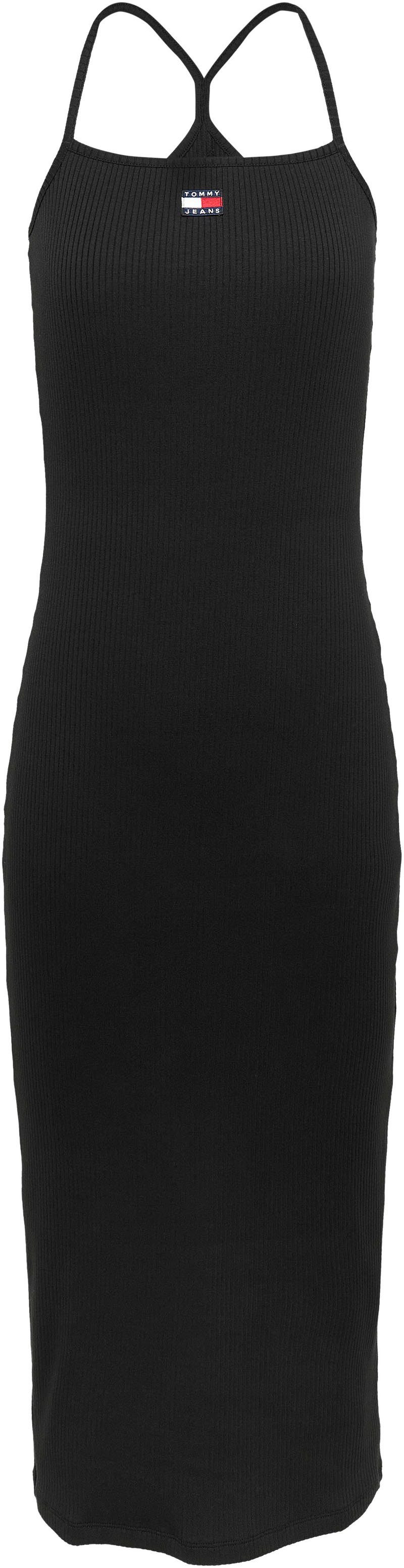 TOMMY JEANS Jerseyjurk TJW STRAPPY BADGE RIB DRESS met bandjes ribstof logo-badge