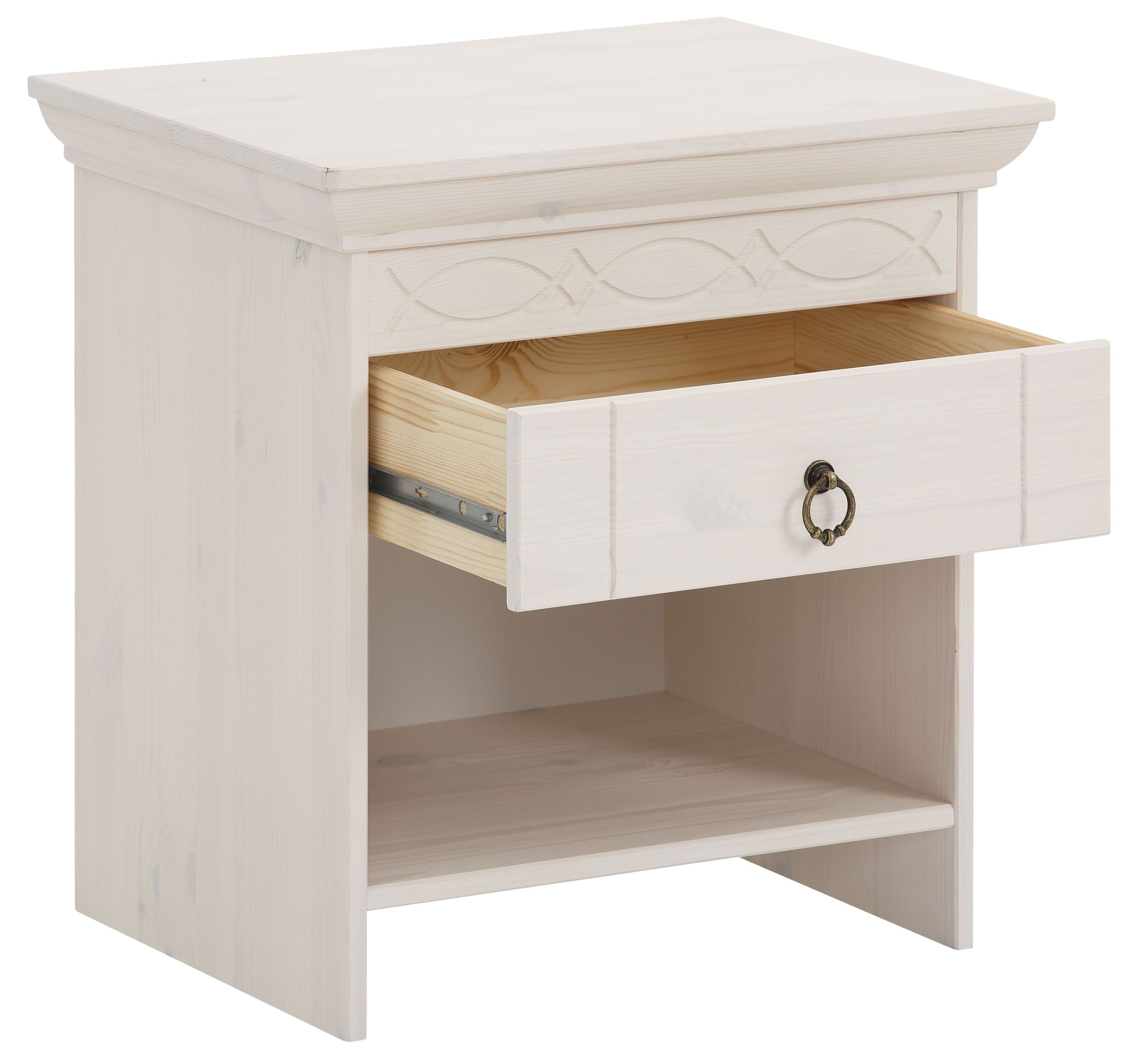 Home affaire Nachtkastje Indra Nachtkastje met decoratief freeswerk, breedte: 50 cm
