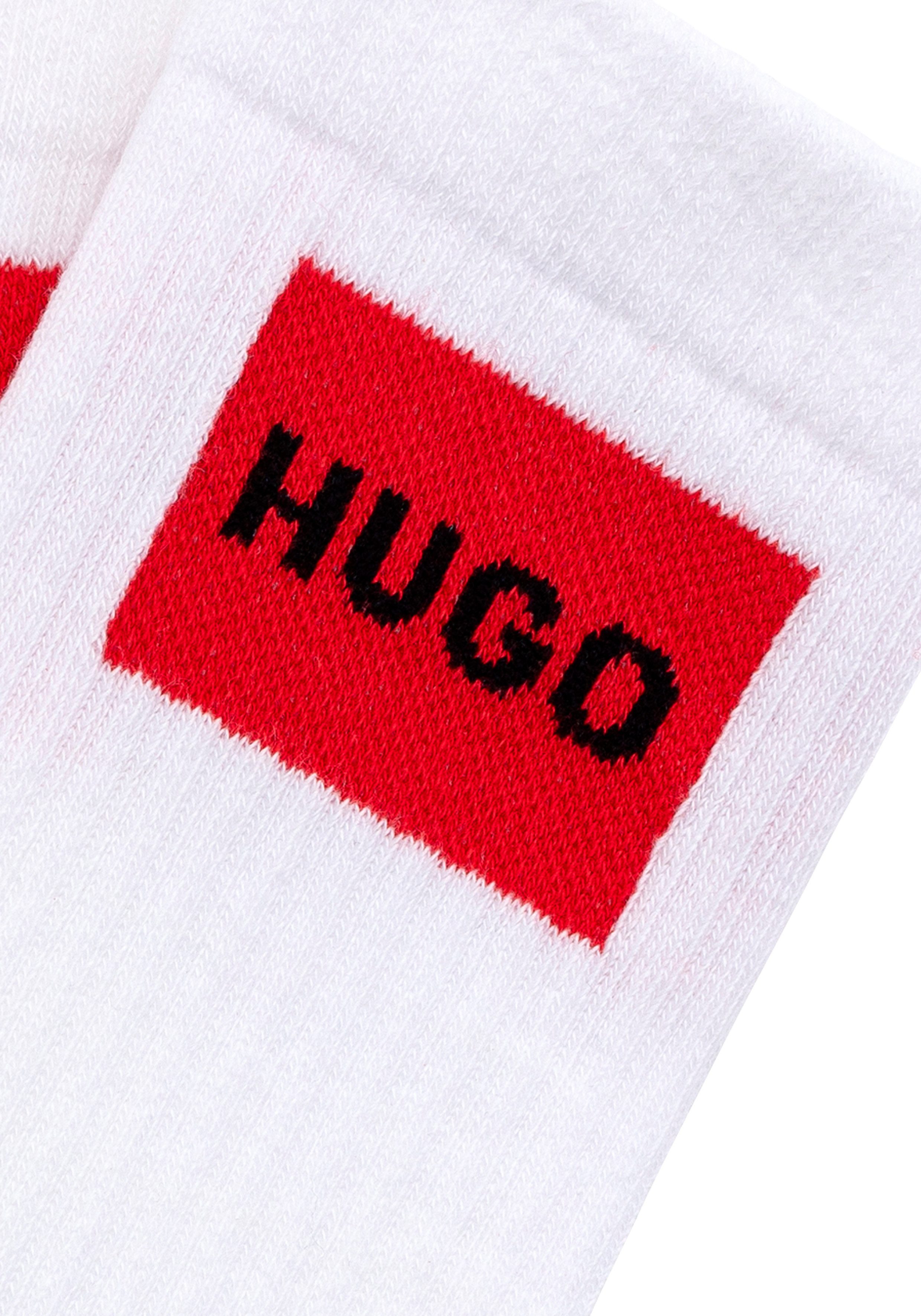 HUGO underwear Vrijetijdssokken 2P QS RIB LABEL CC met contrasterend hugo logo (set, 2 paar, 2 stuks)
