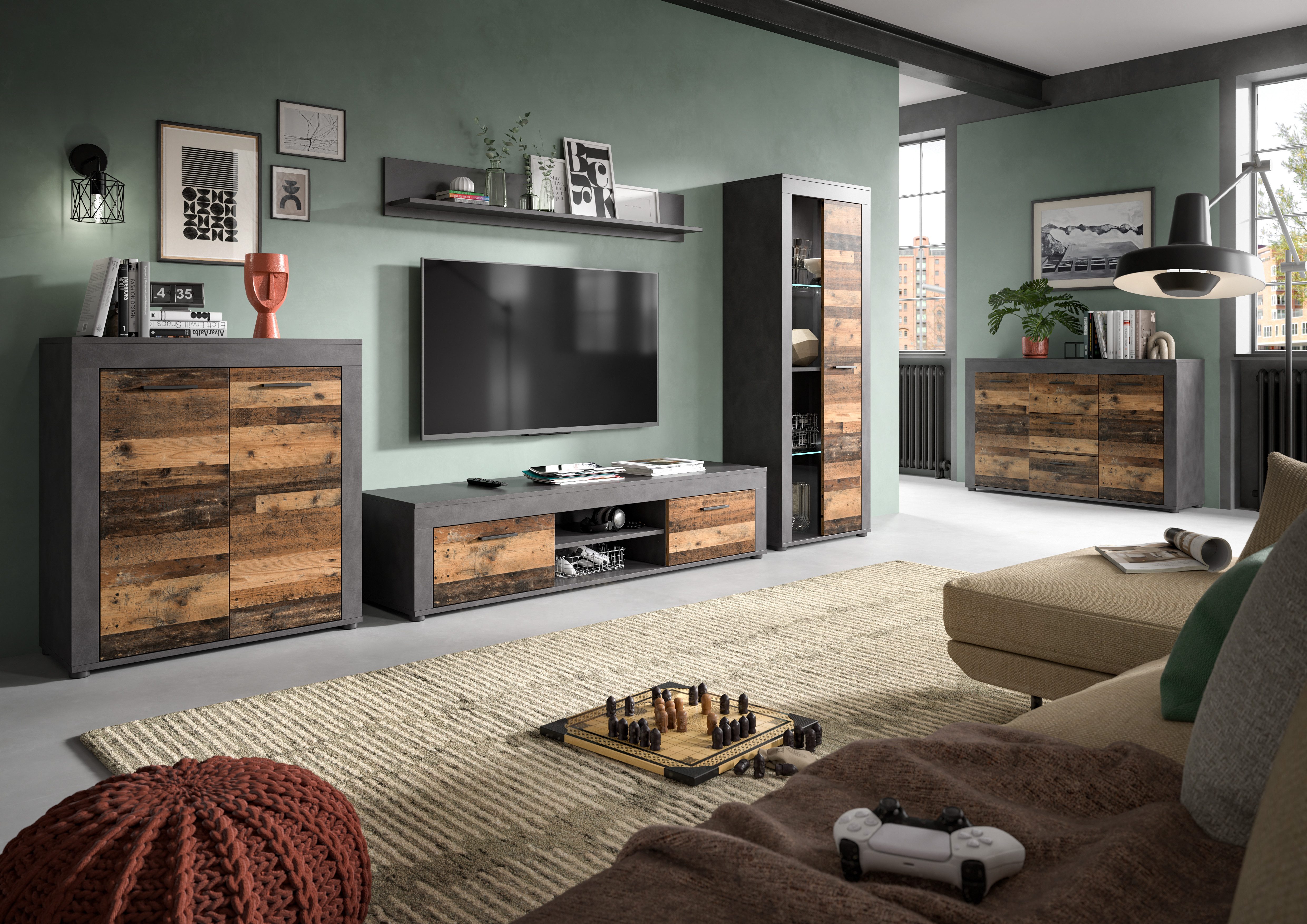INOSIGN Vitrinekast Aosta, hoogte 159 cm, in verschillende kleuruitvoeringen 1 deur, 3 legplanken, 4 vakken, woonkamer, staande vitrine, glazen vitrine
