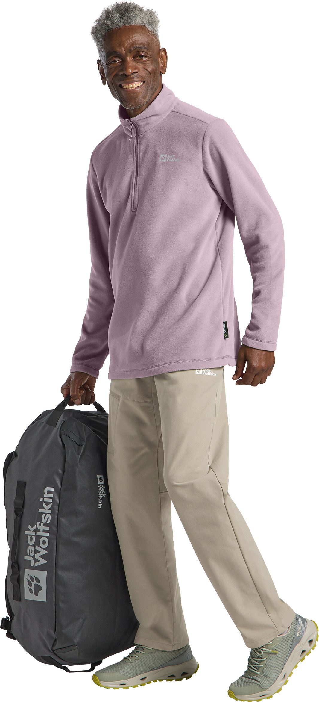 Jack Wolfskin Fleecetrui TAUNUS HZ M van gerecycled polyester, ademend