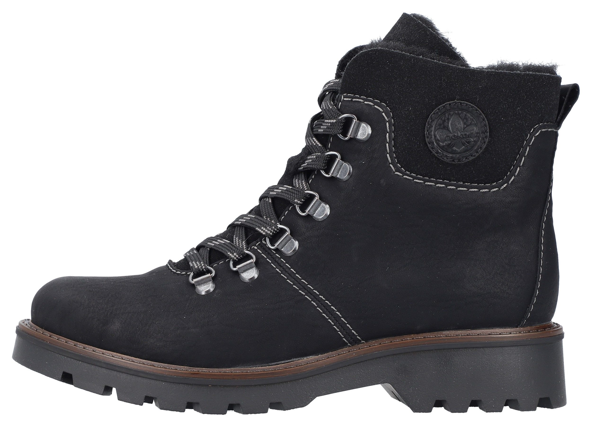 Rieker Winterlaarsjes , veterschoenen, outdoor enkellaars, bergbeklimmer-look, met warme voering