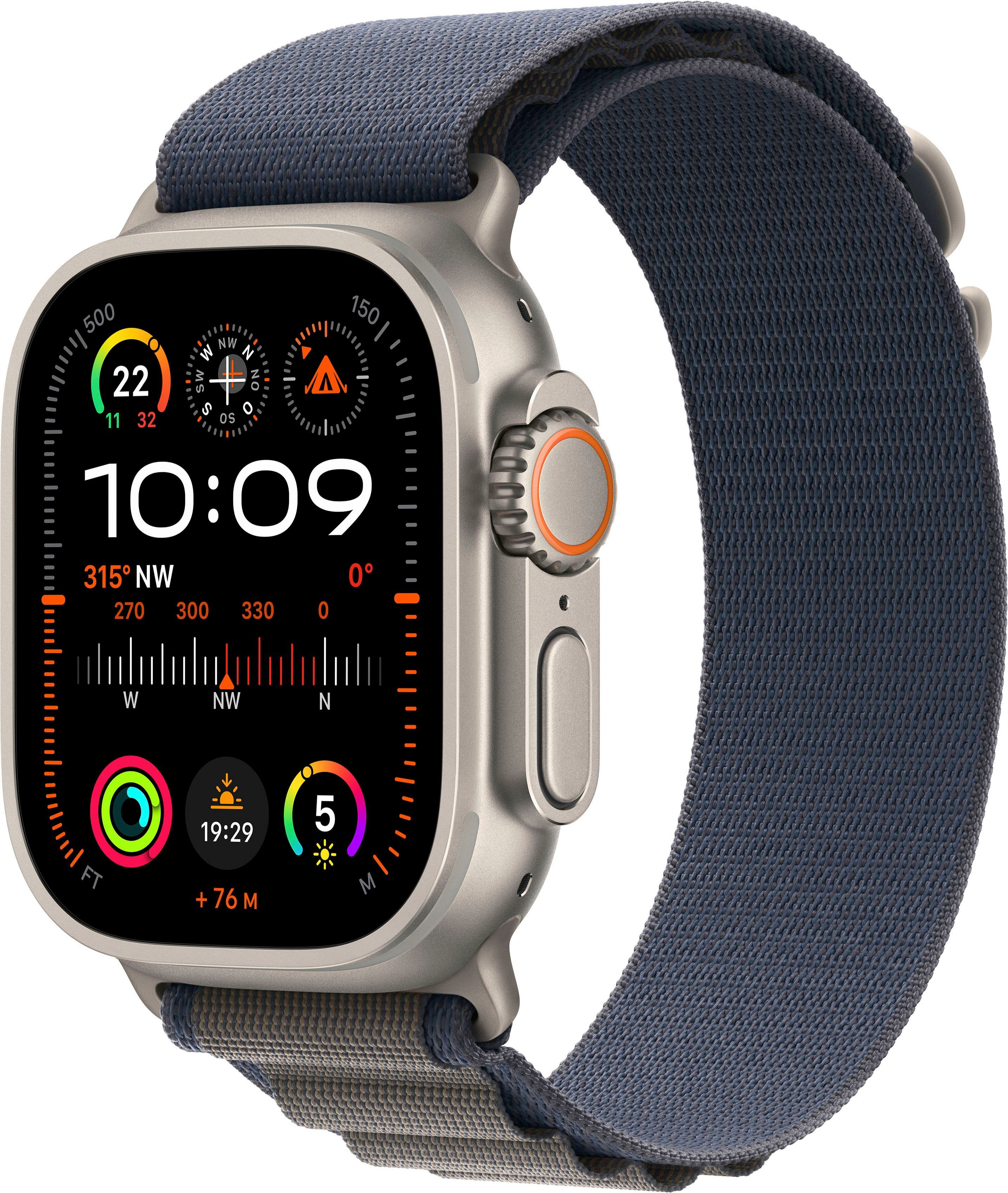 apple smartwatch watch ultra 2 gps 49 mm + cellular titanium m blauw
