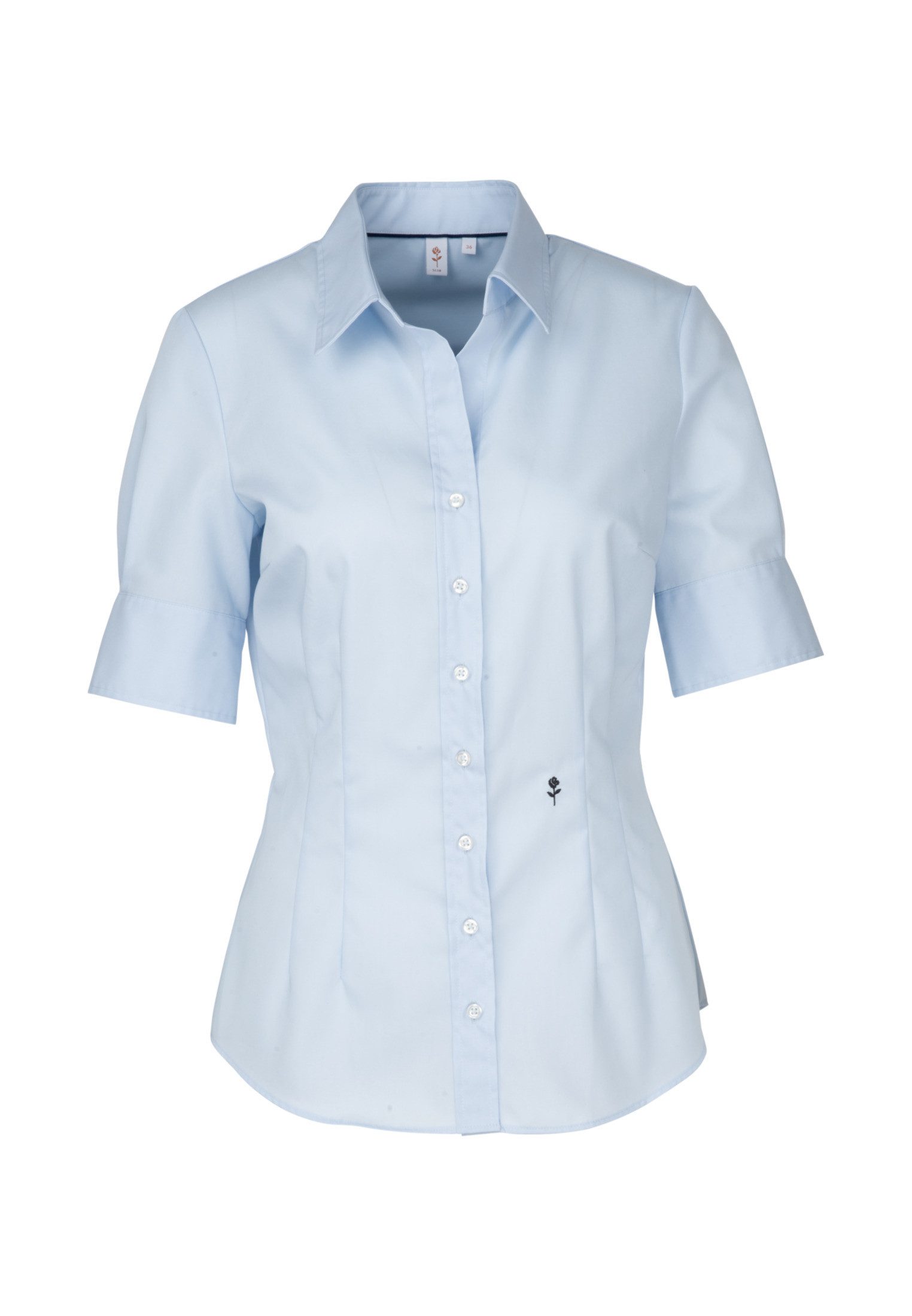 seidensticker Overhemdblouse Zwarte roos Korte mouwen kraag uni
