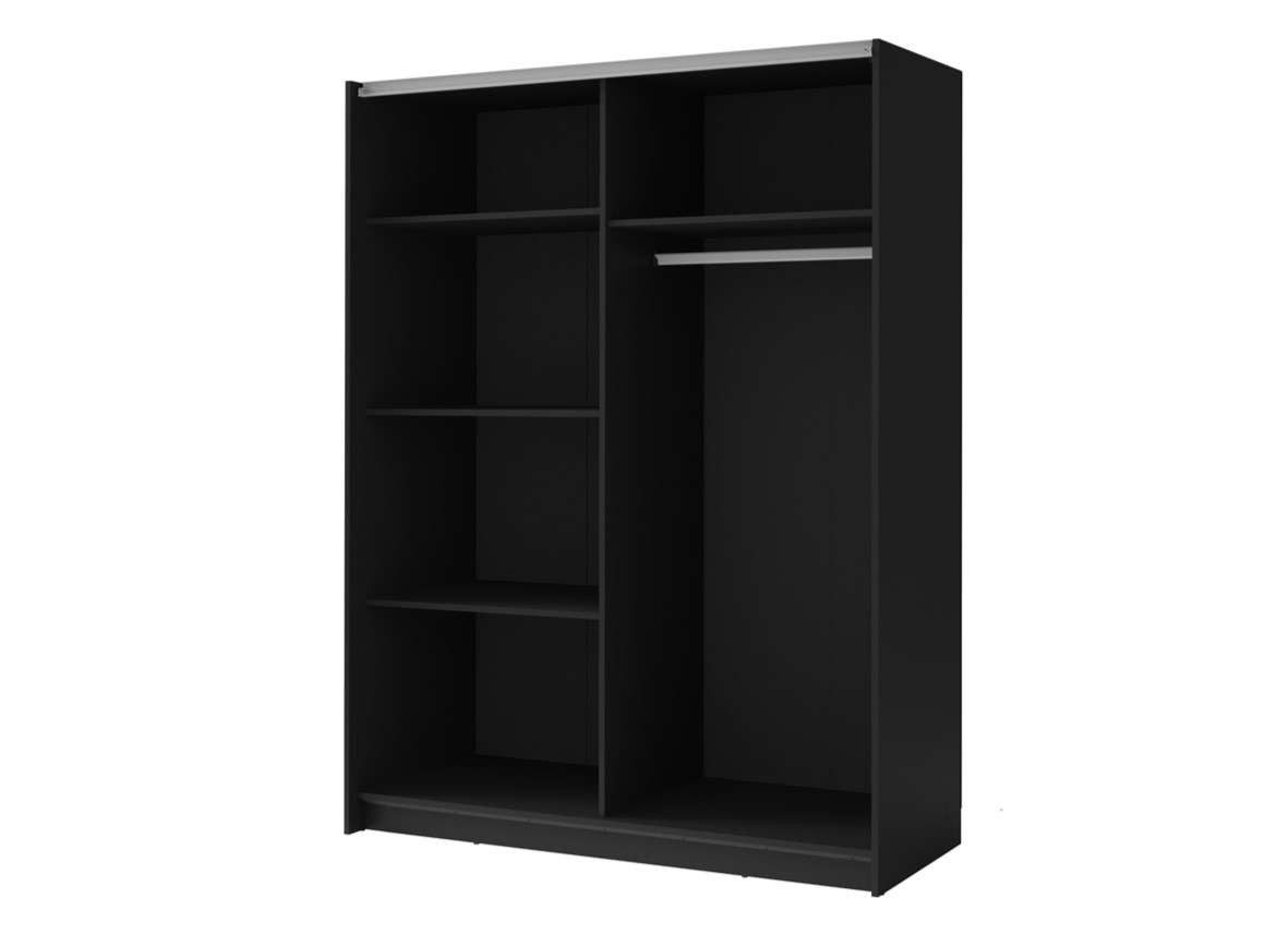INOSIGN Kledingkast Camden met spiegel, 4 legplanken en kledingstang Garderobe met 2 schuifdeuren en lamellen, BxHxD 150,5x198,5x61,6 cm
