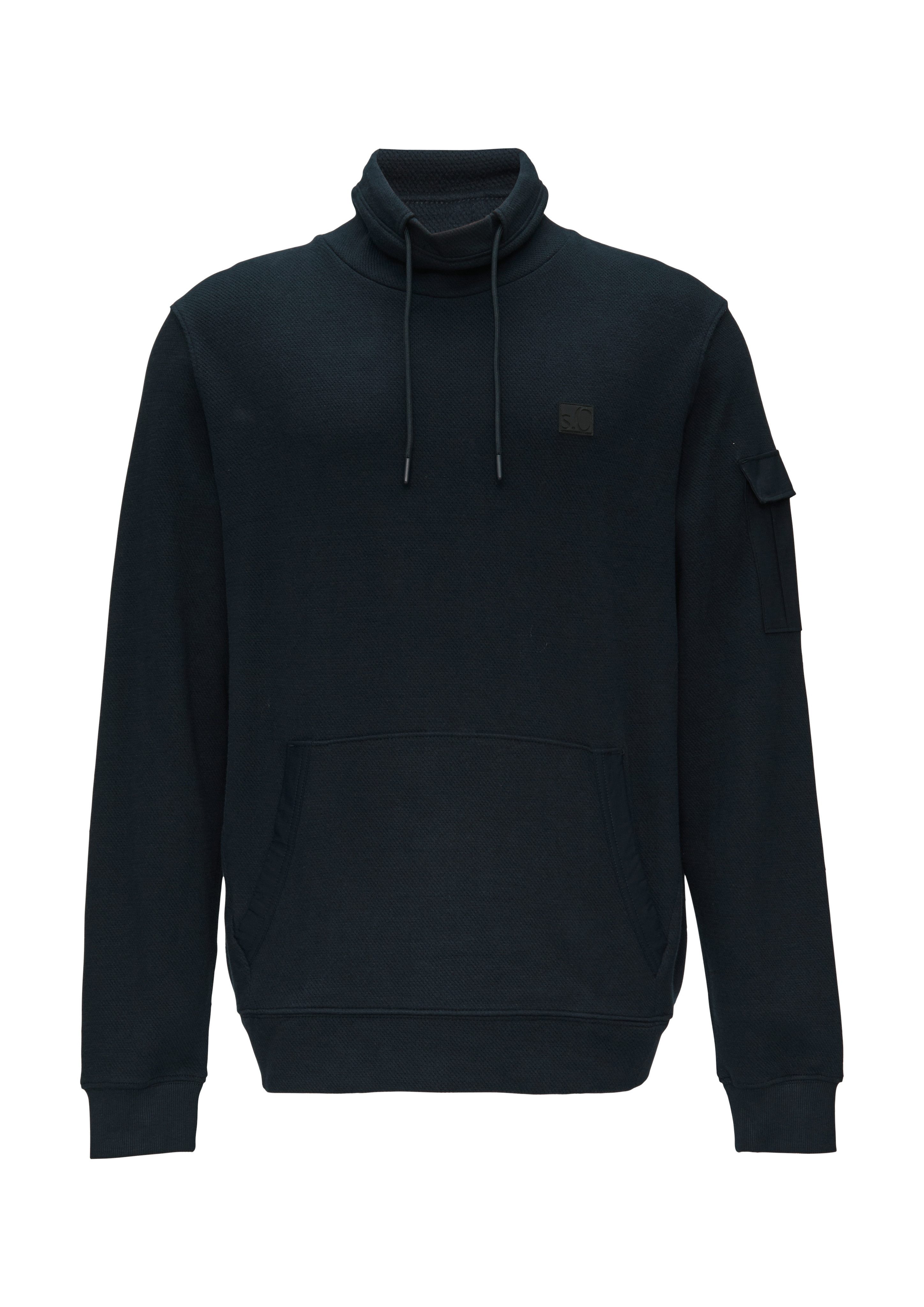 s.Oliver Sweater met kangoeroezak en hoge staande kraag