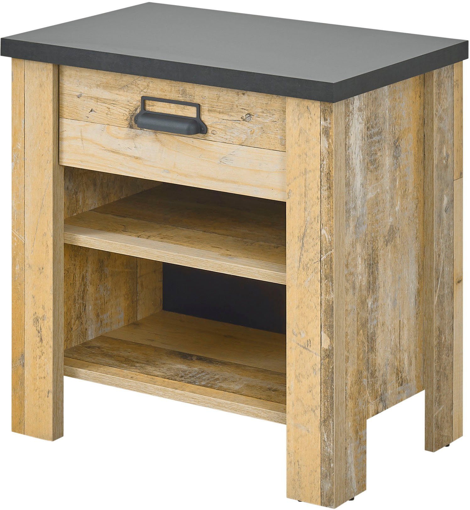 Home affaire Nachtkastje Sherwood met metalen apotheker hangreep, soft-close lade, breedte 60 cm