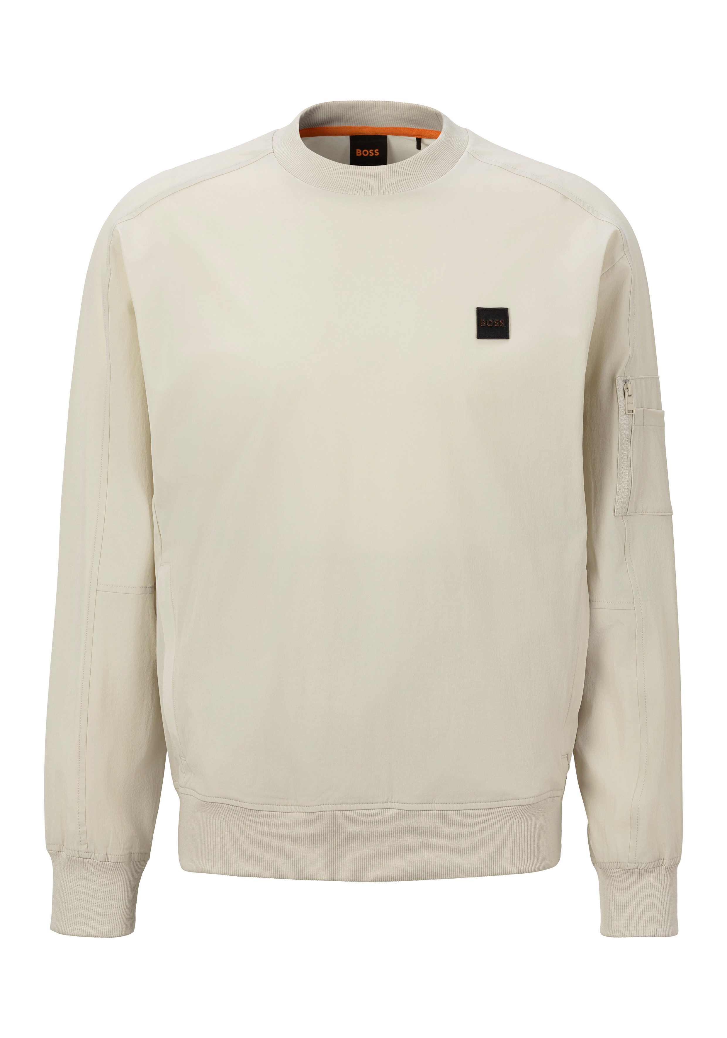 Boss Orange Sweater met logo-badge heren sweaters maat L bruin