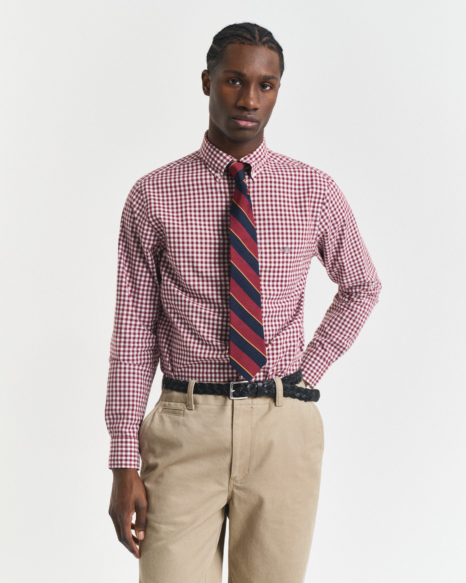 Gant Overhemd met lange mouwen REG POPLIN GINGHAM SHIRT met logoborduursel op borsthoogte