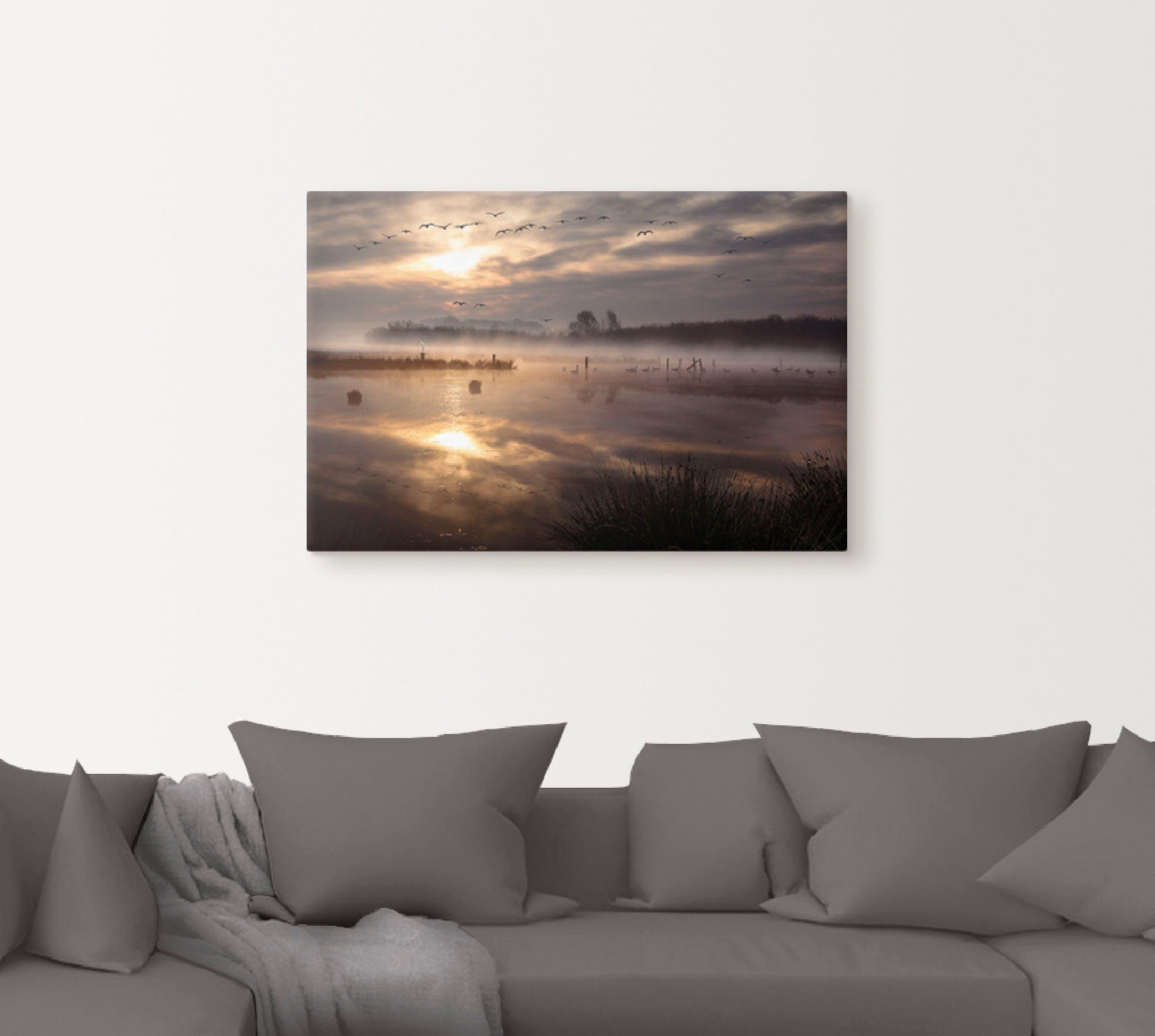 Artland Artprint op linnen Startpunt van de trekvogels