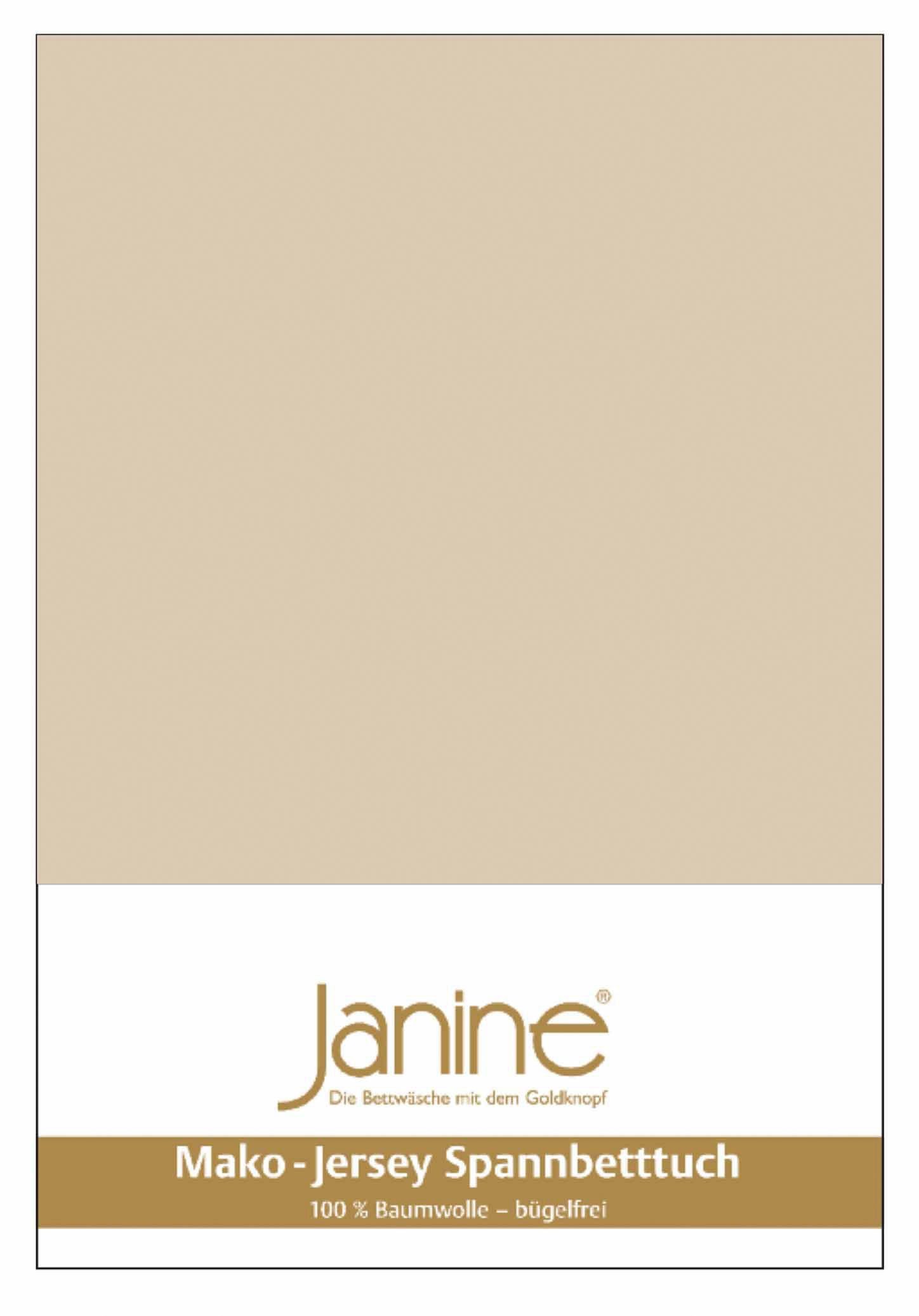Janine Hoeslaken MAKO-FEINJERSEY 5007 gemaakt van 100% katoen, voor matrassen tot 26 cm hoog (1 stuk) hoeslakens maat 180-200 cm x 200 cm beige