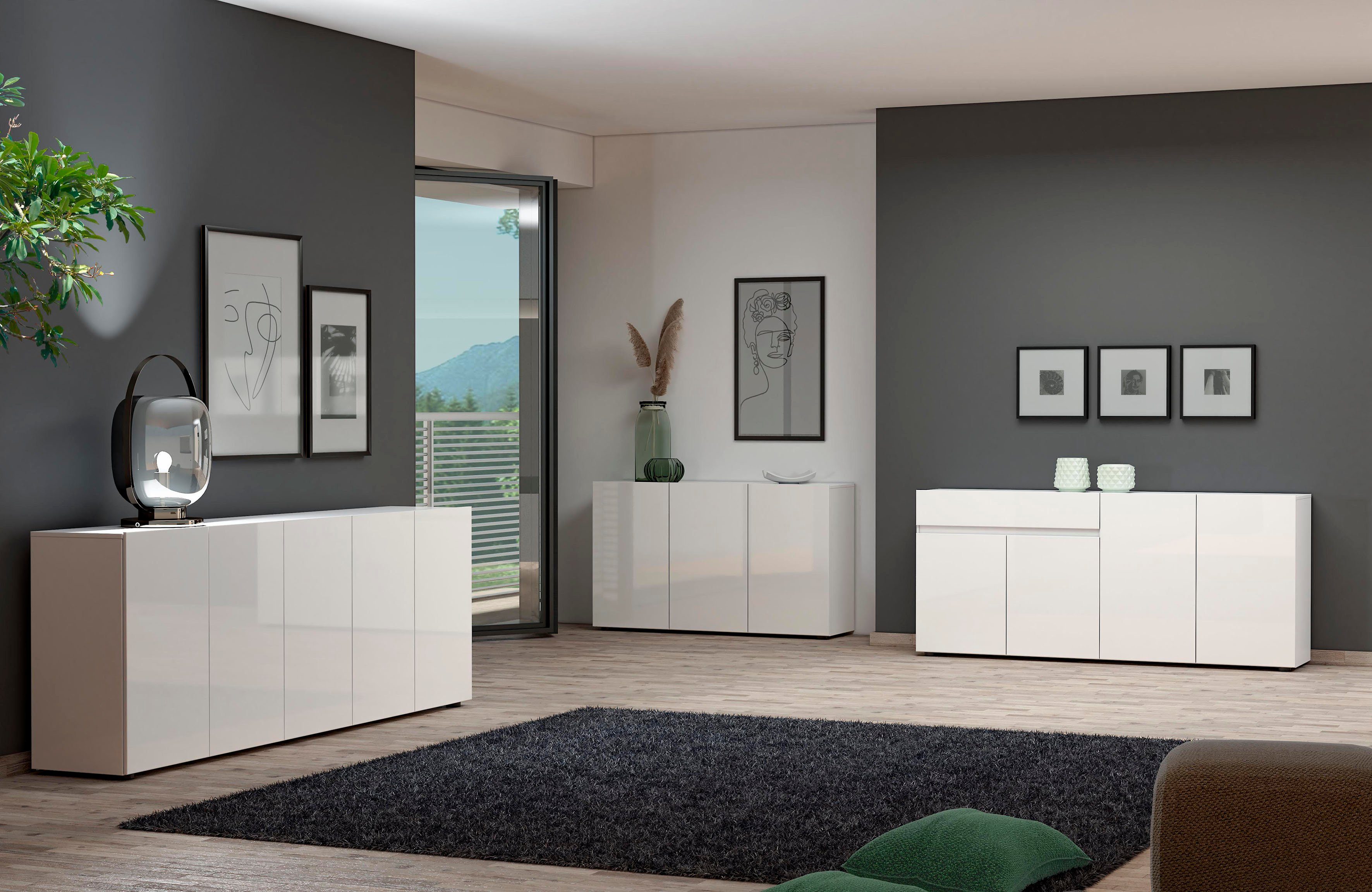 INOSIGN Dressoir Mister Dressoir, volledig hoogglans gelakt, breedte 135 cm