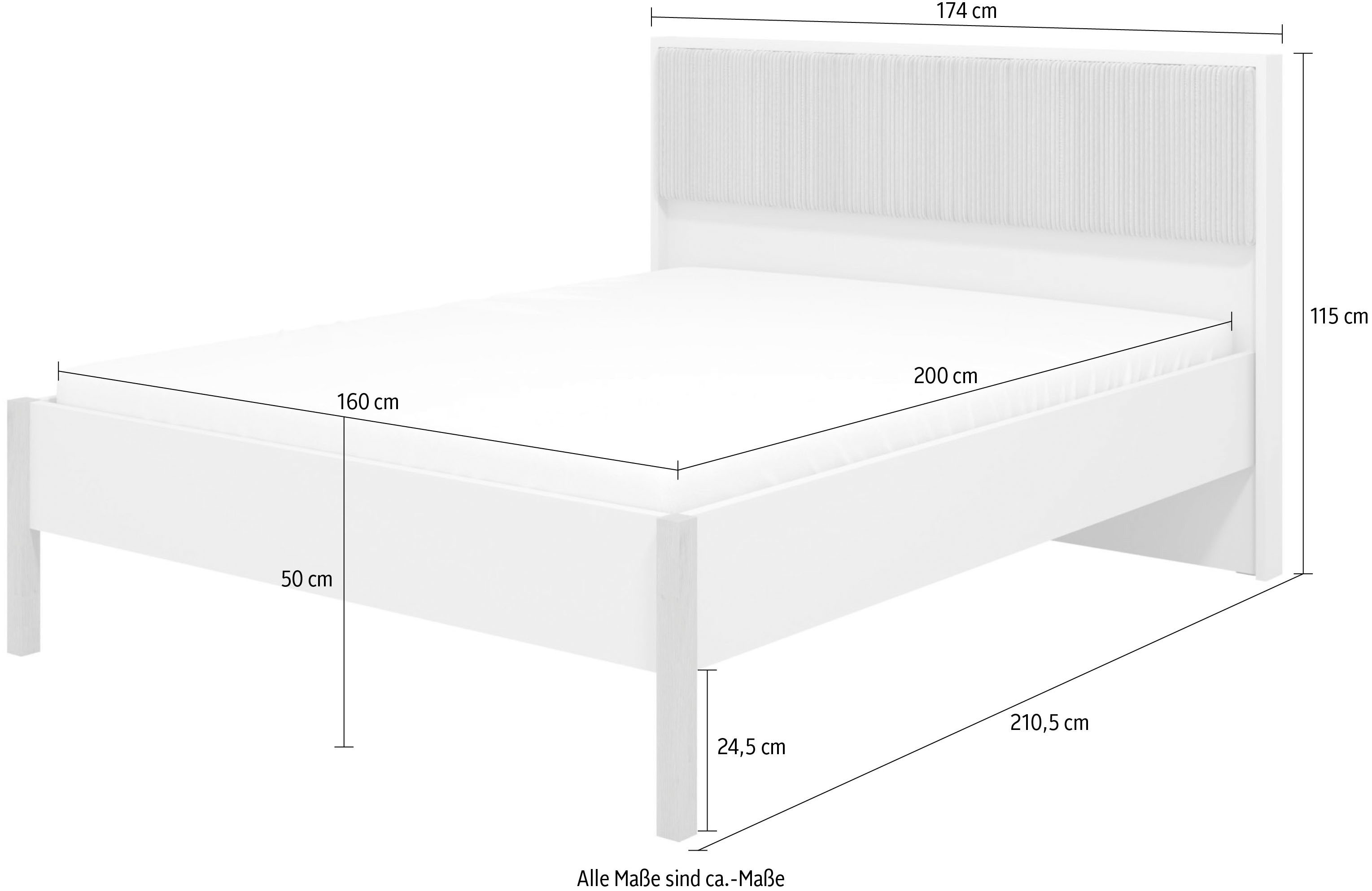 Home affaire Bed Belfort bed, met gestoffeerd hoofdbord bekleed met zachte corduroy