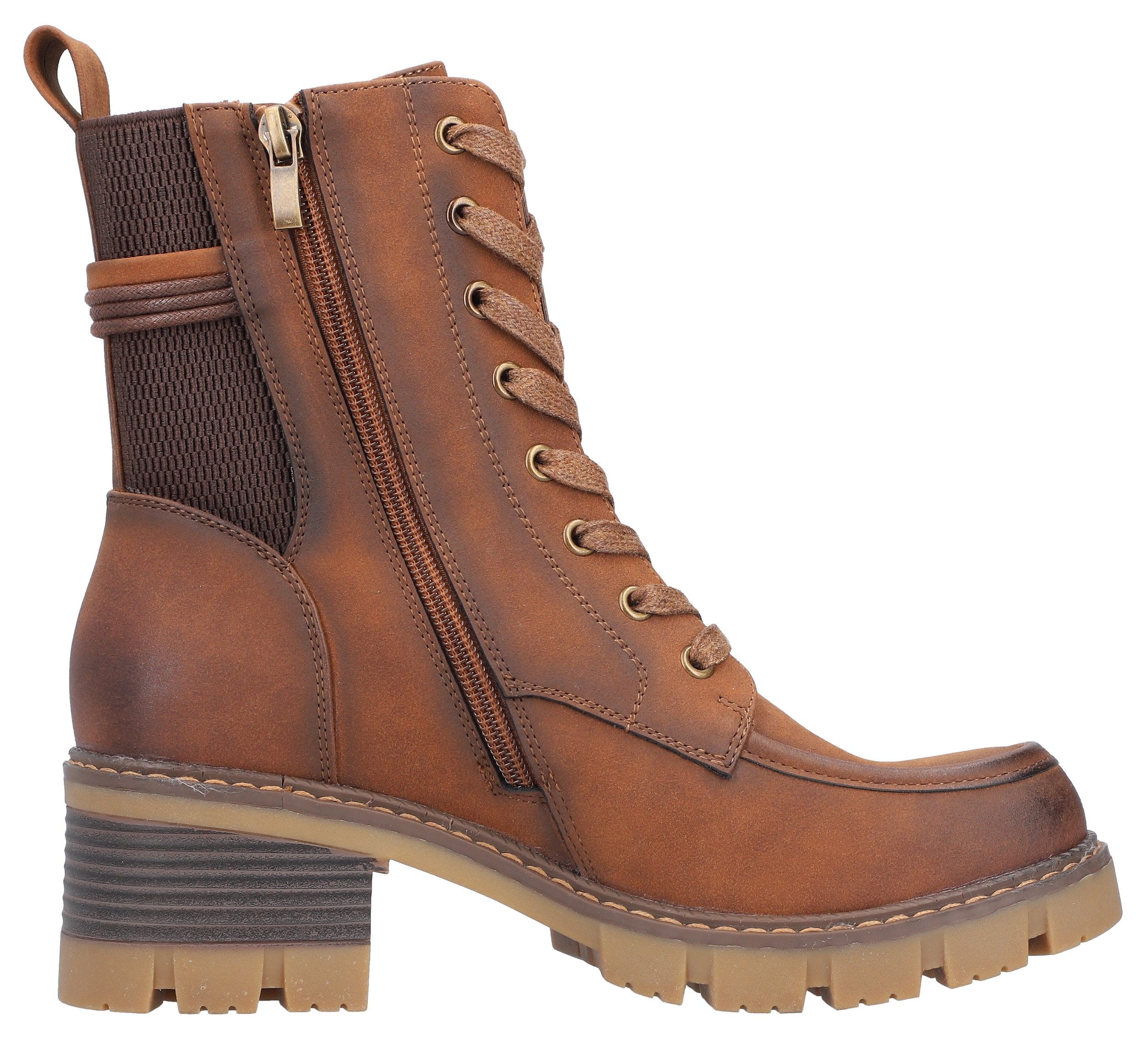 Rieker Winterlaarsjes lace-up boots, ankle boots, block heel, with zipper