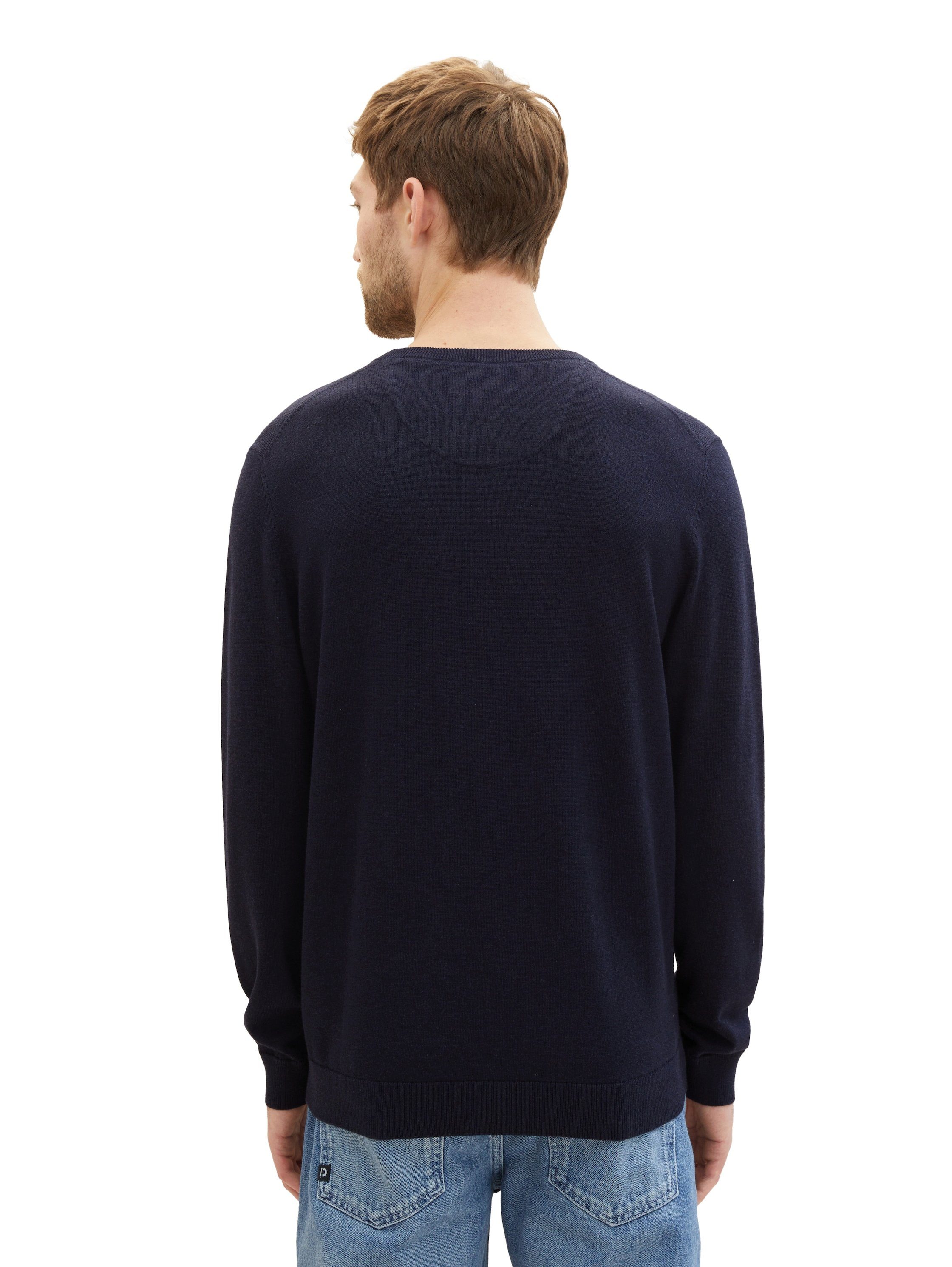 Tom Tailor Trui met V-hals met klein logoborduursel